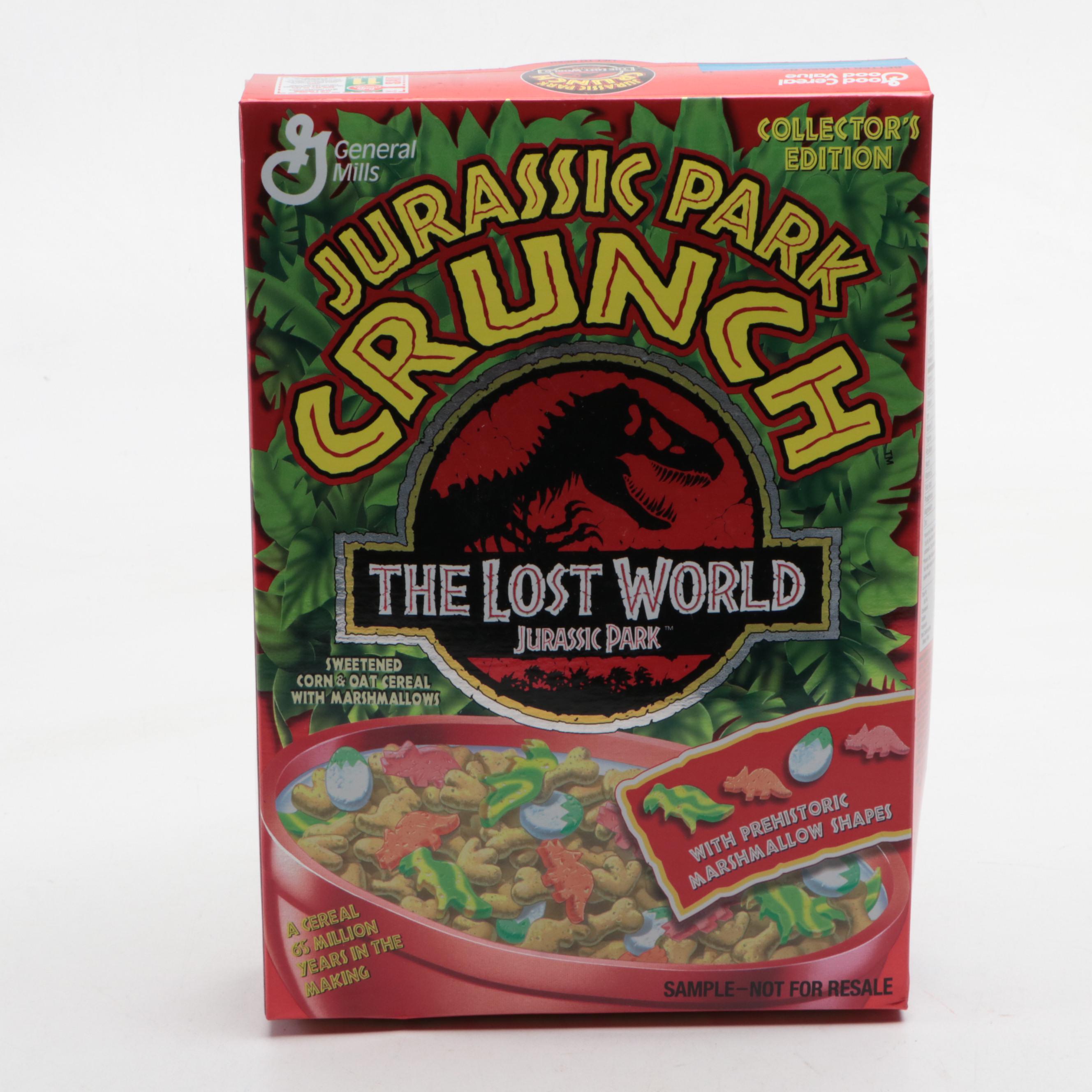 General Mills Jurassic Park Crunch Cereal With Dinosaur Plush CD Cases