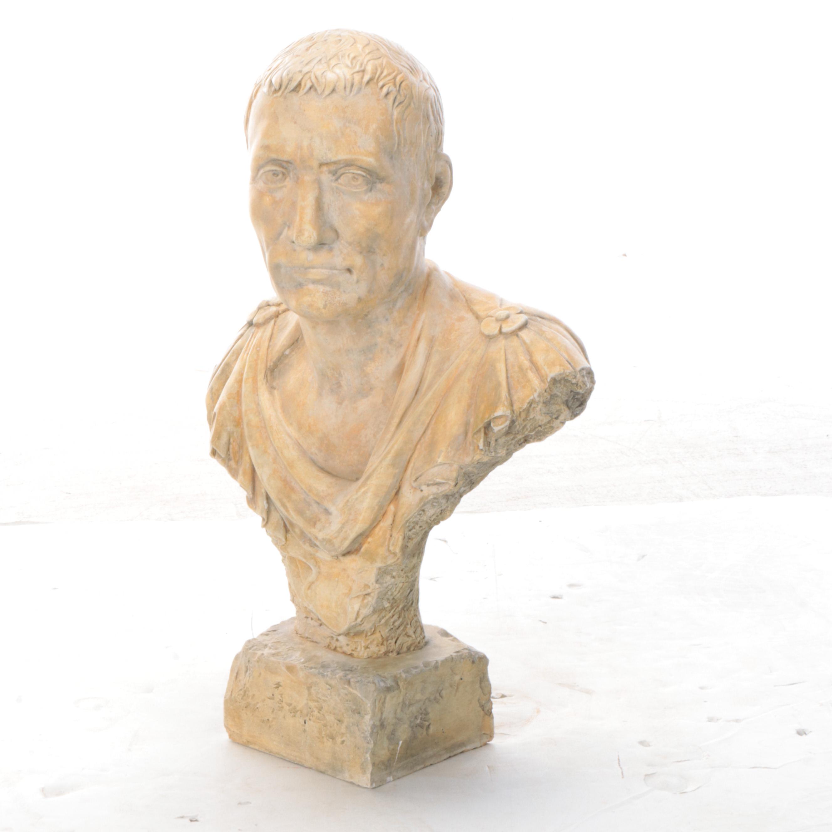 Stone Composite Replica Bust of Julius Caesar, Contemporary