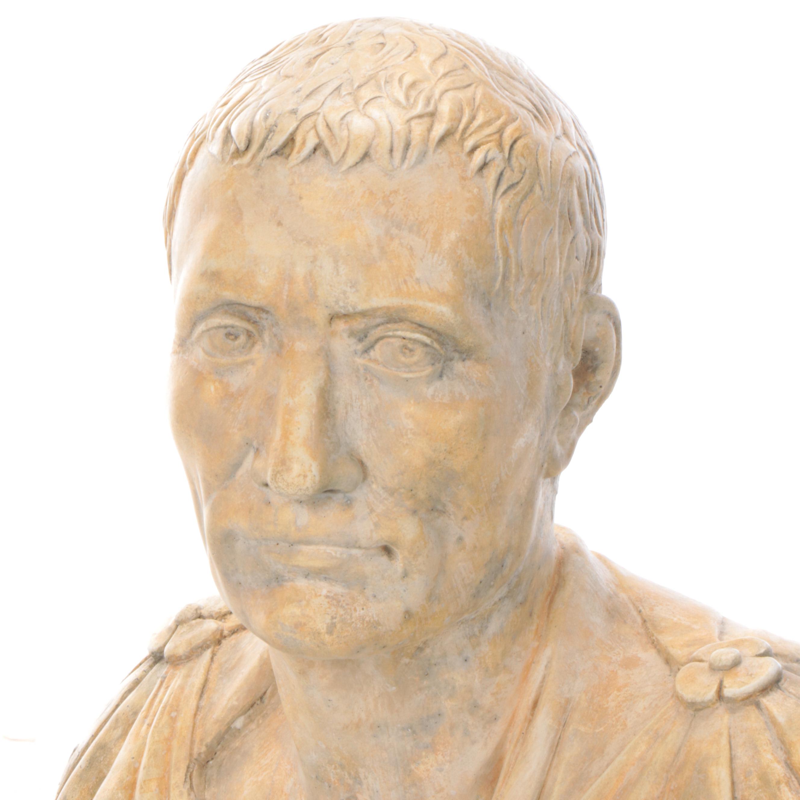 Stone Composite Replica Bust of Julius Caesar, Contemporary