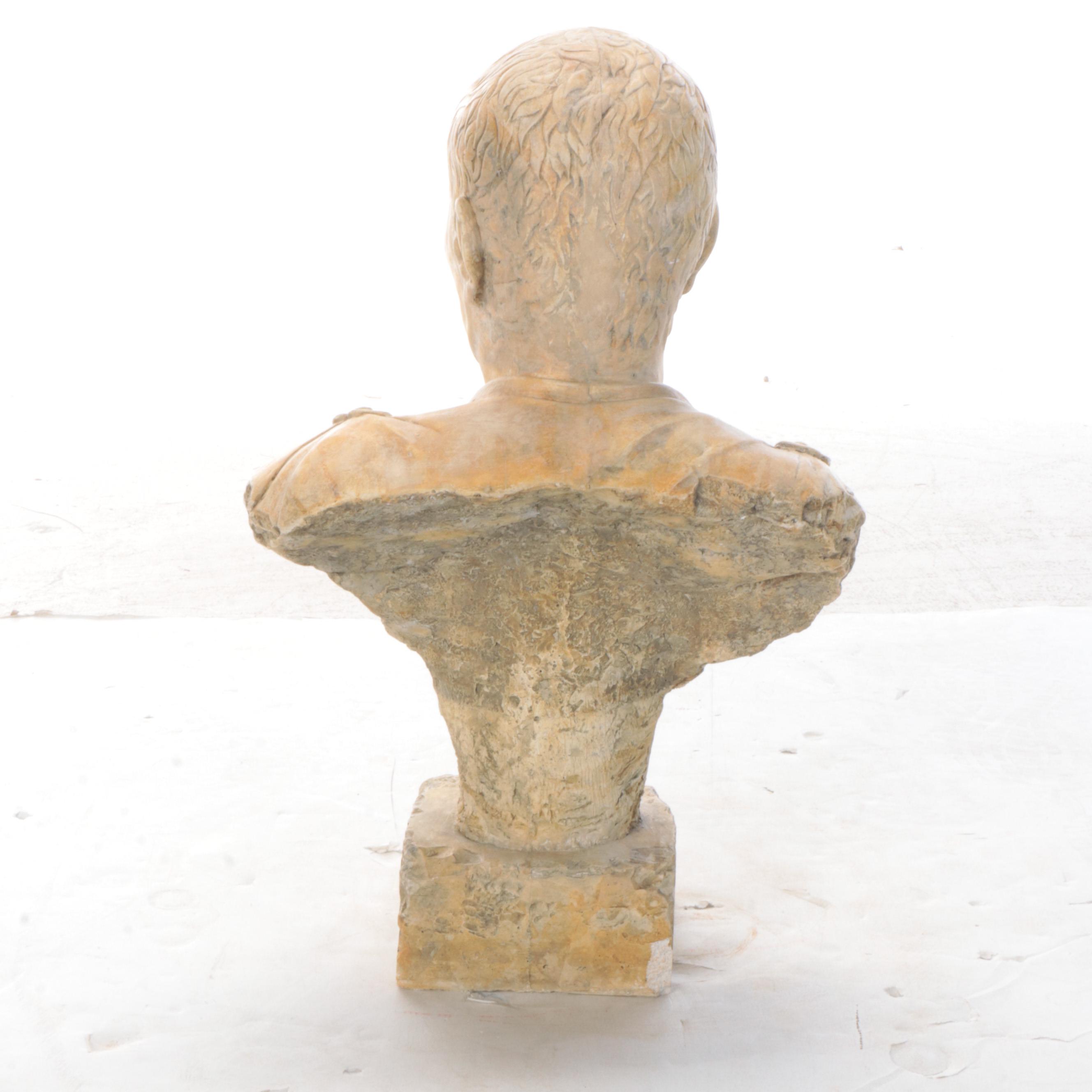 Stone Composite Replica Bust of Julius Caesar, Contemporary