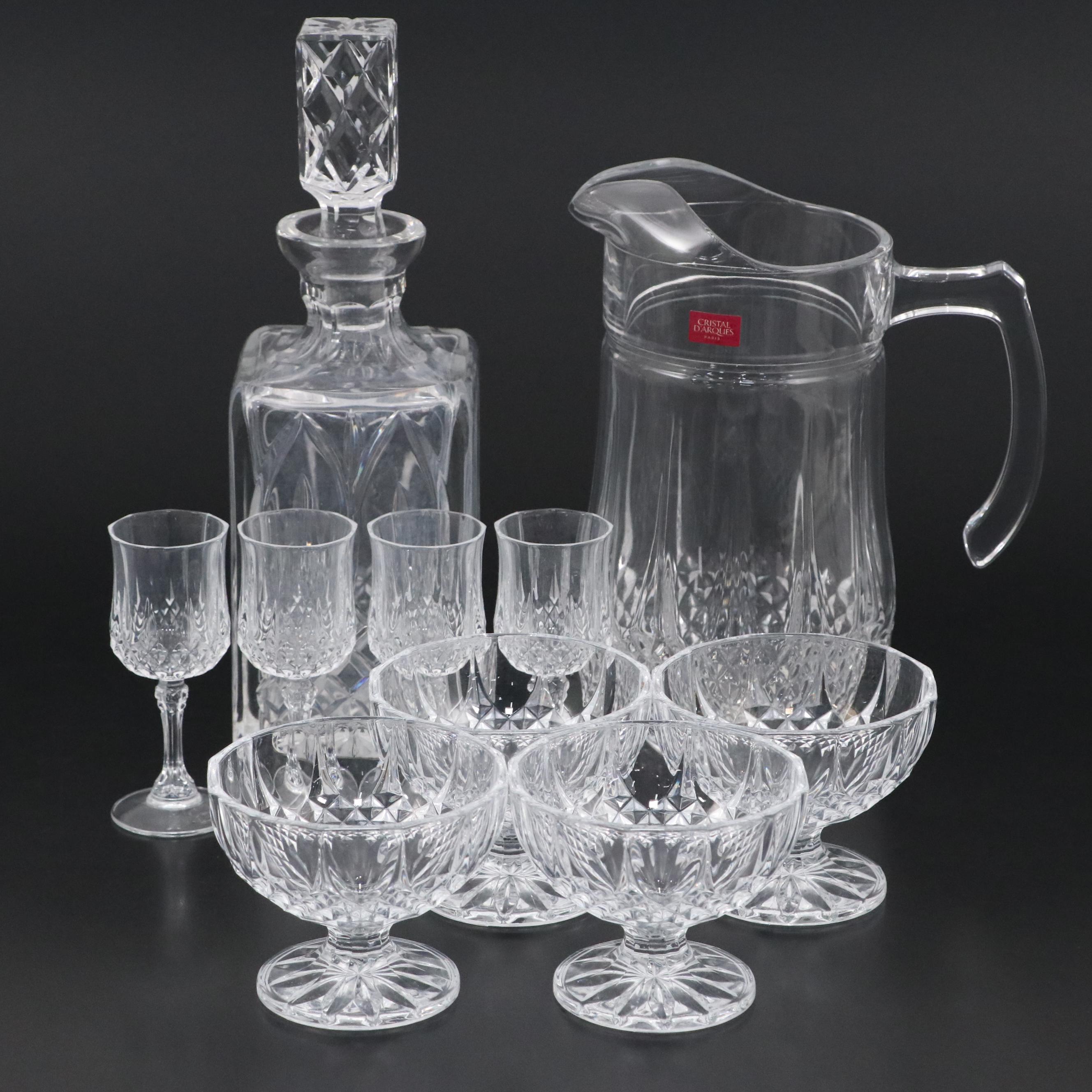 Cristal D'Arques French Crystal "Longchamps" Tableware and Other Decanter