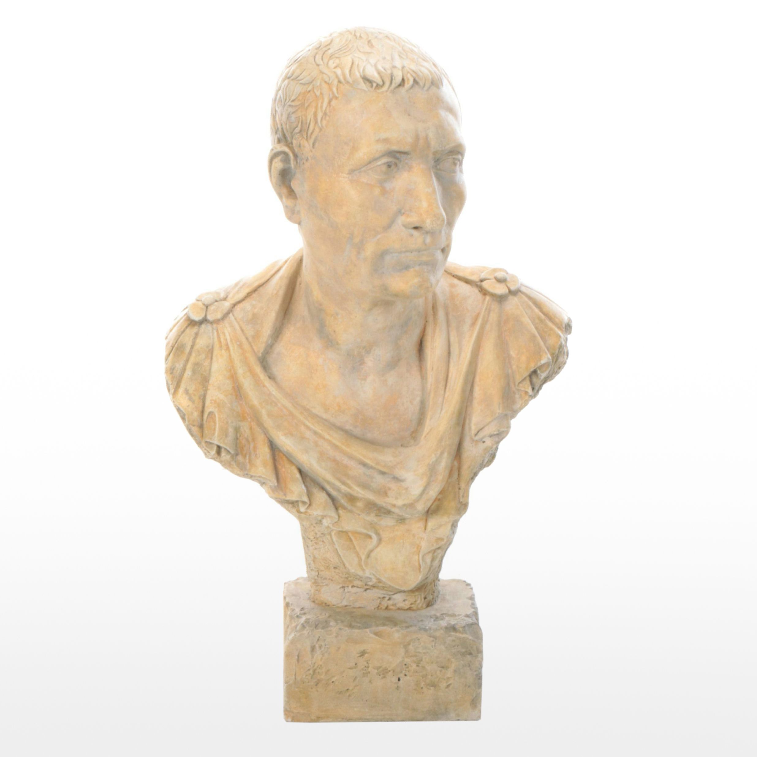 Stone Composite Replica Bust of Julius Caesar, Contemporary