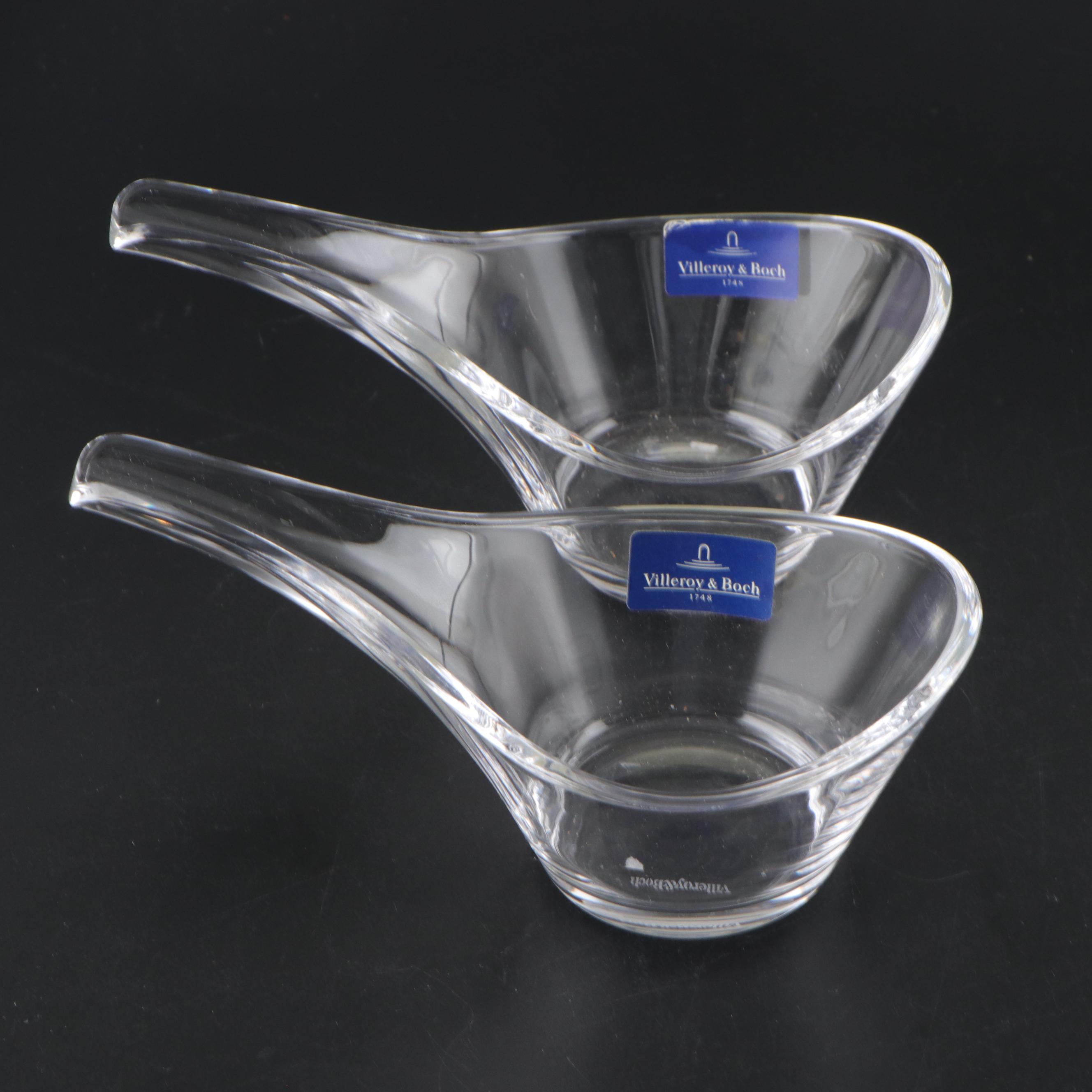 Villeroy & Boch Sauce Glass Boats with Etched Glass Flute and Vase