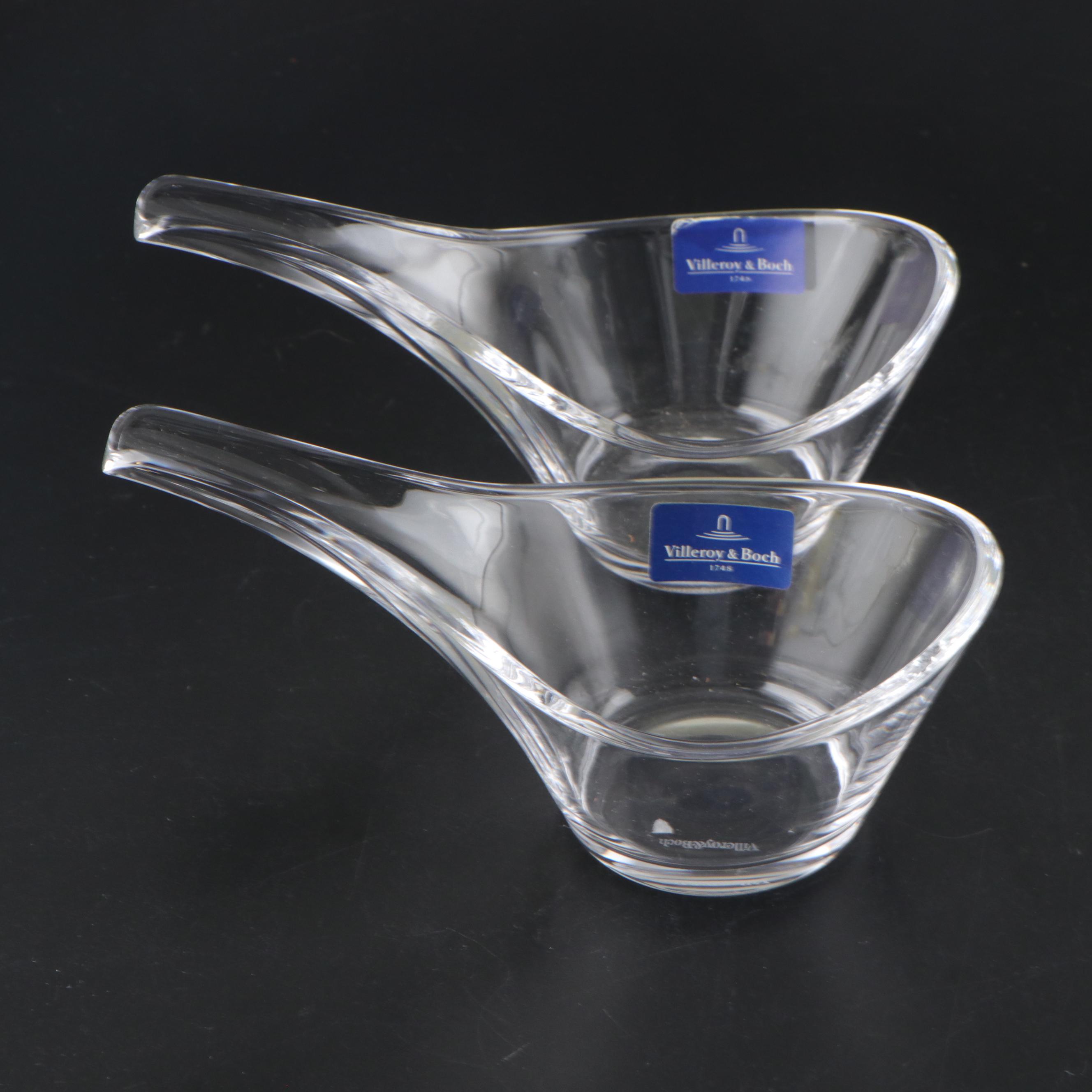 Villeroy & Boch Sauce Glass Boats with Etched Glass Flute and Vase