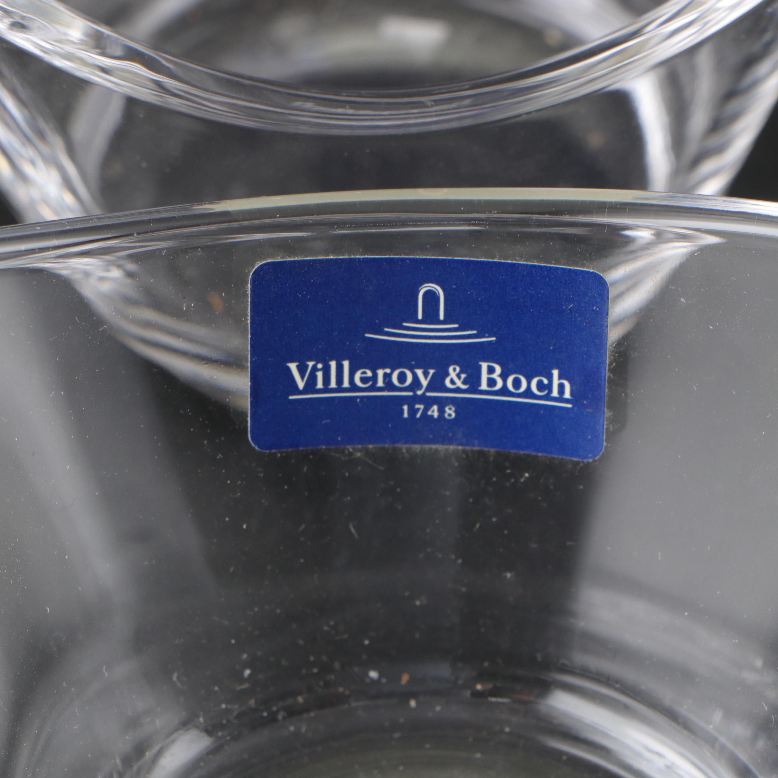 Villeroy & Boch Sauce Glass Boats with Etched Glass Flute and Vase