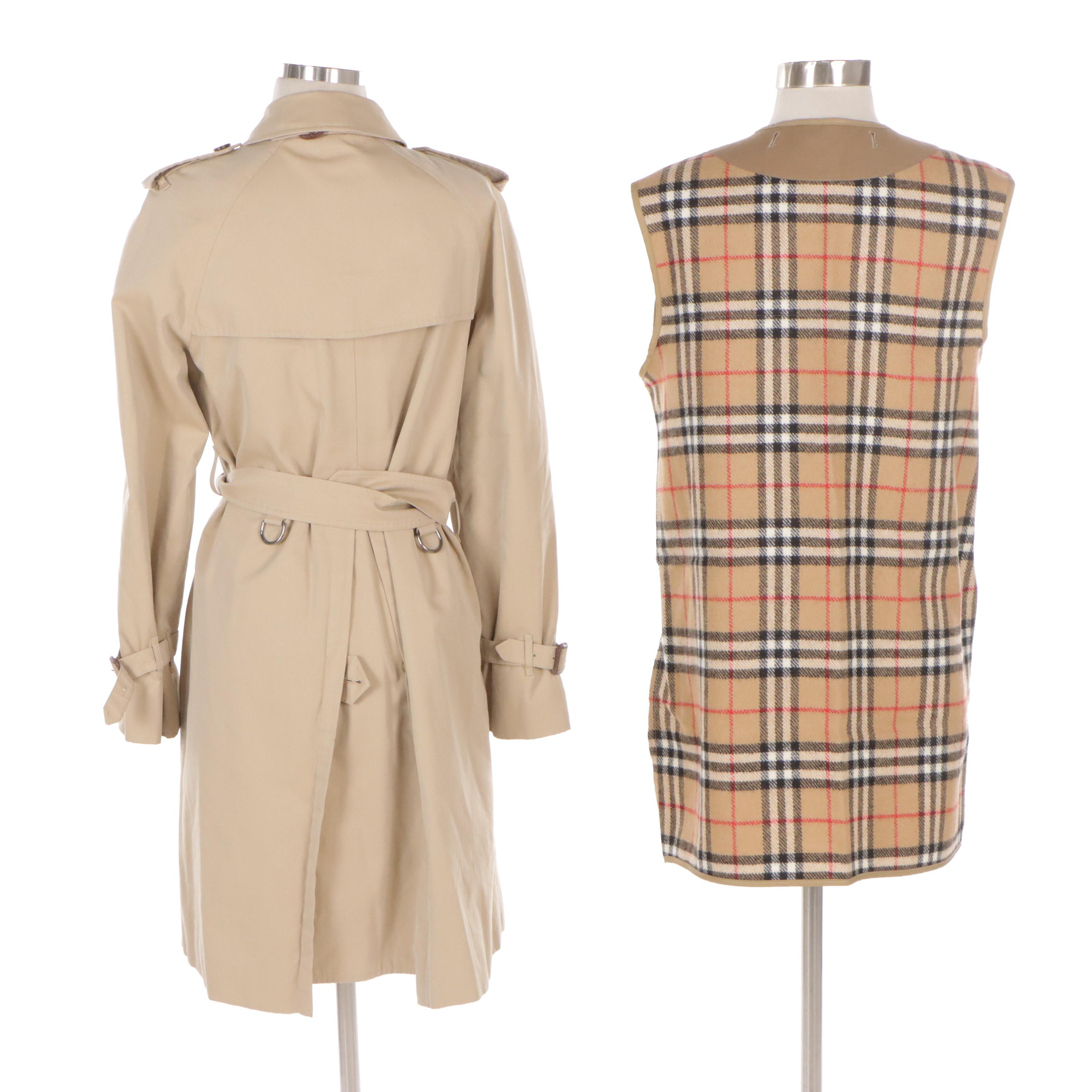 Burberry Cotton Double-Breasted Trench Coat and Detachable Wool Coat Liner