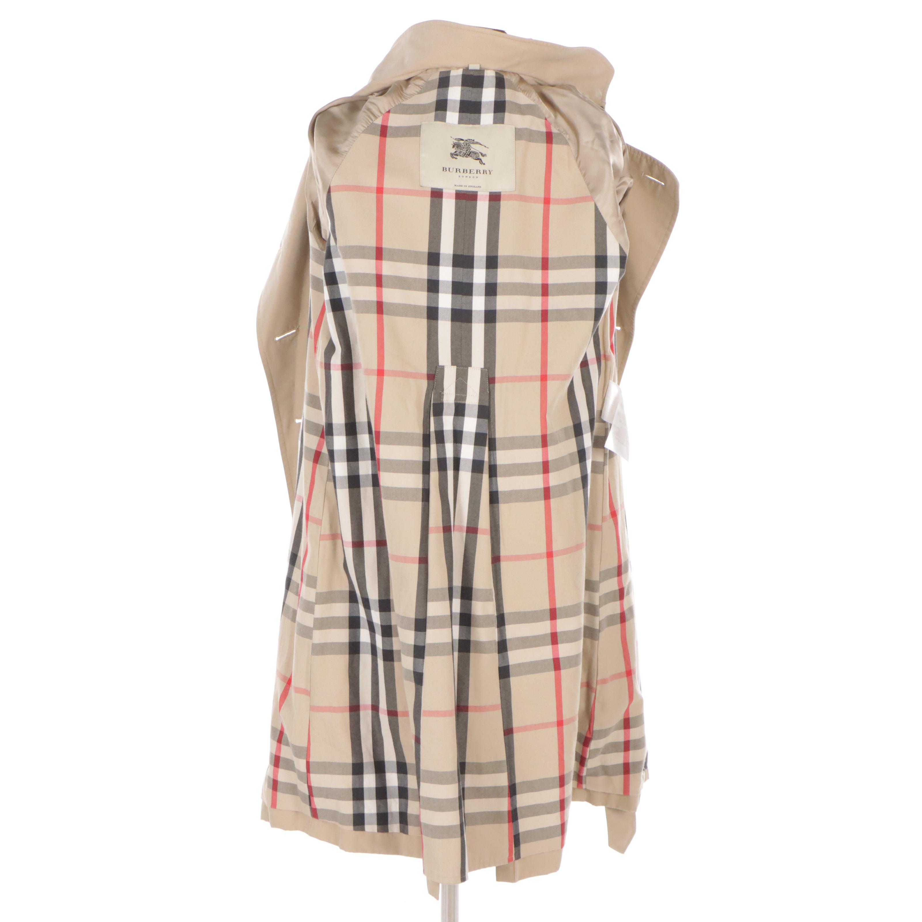 Burberry Cotton Double-Breasted Trench Coat and Detachable Wool Coat Liner