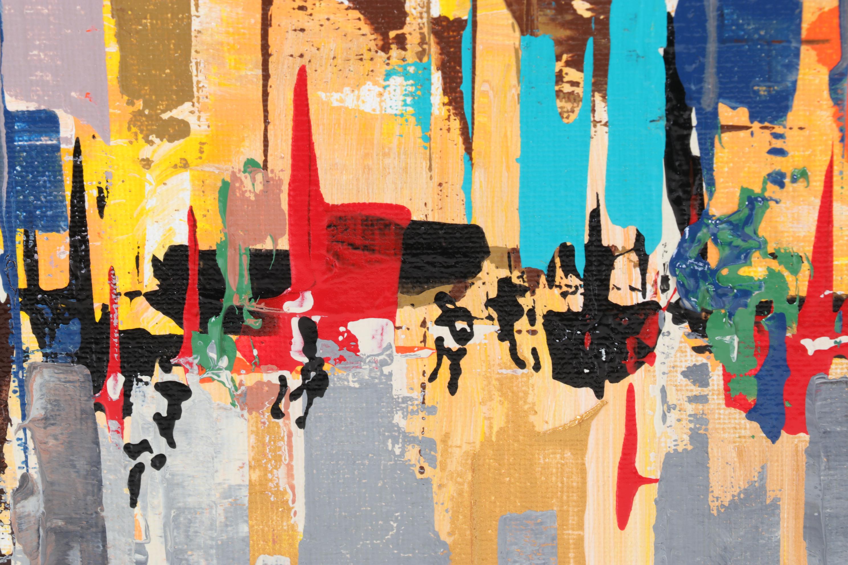 Farshad Lanjani Acrylic Painting of City Street Scene, 21st Century