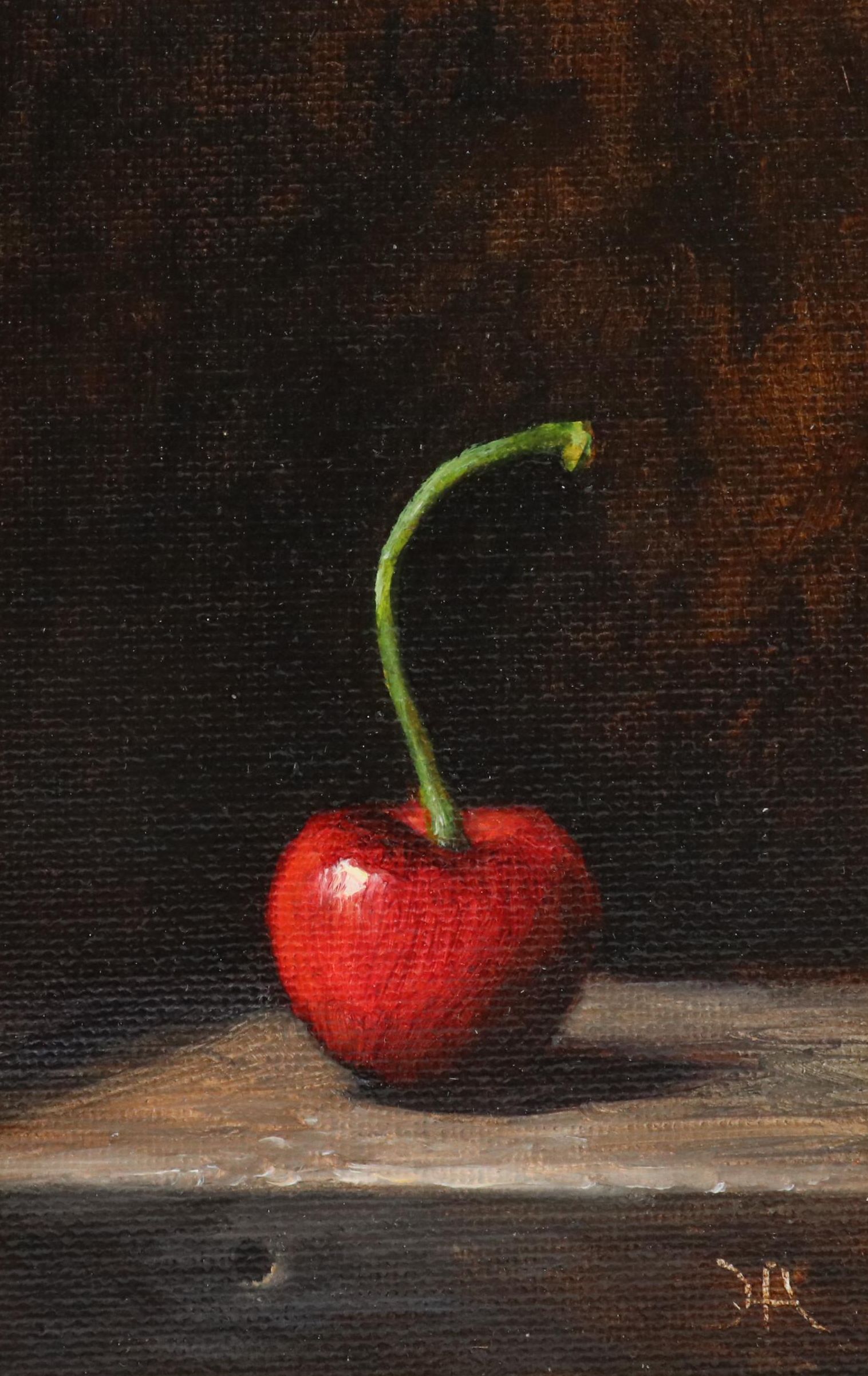 Houra Alghizzi Still Life Oil Painting "Red Cherry," 2024