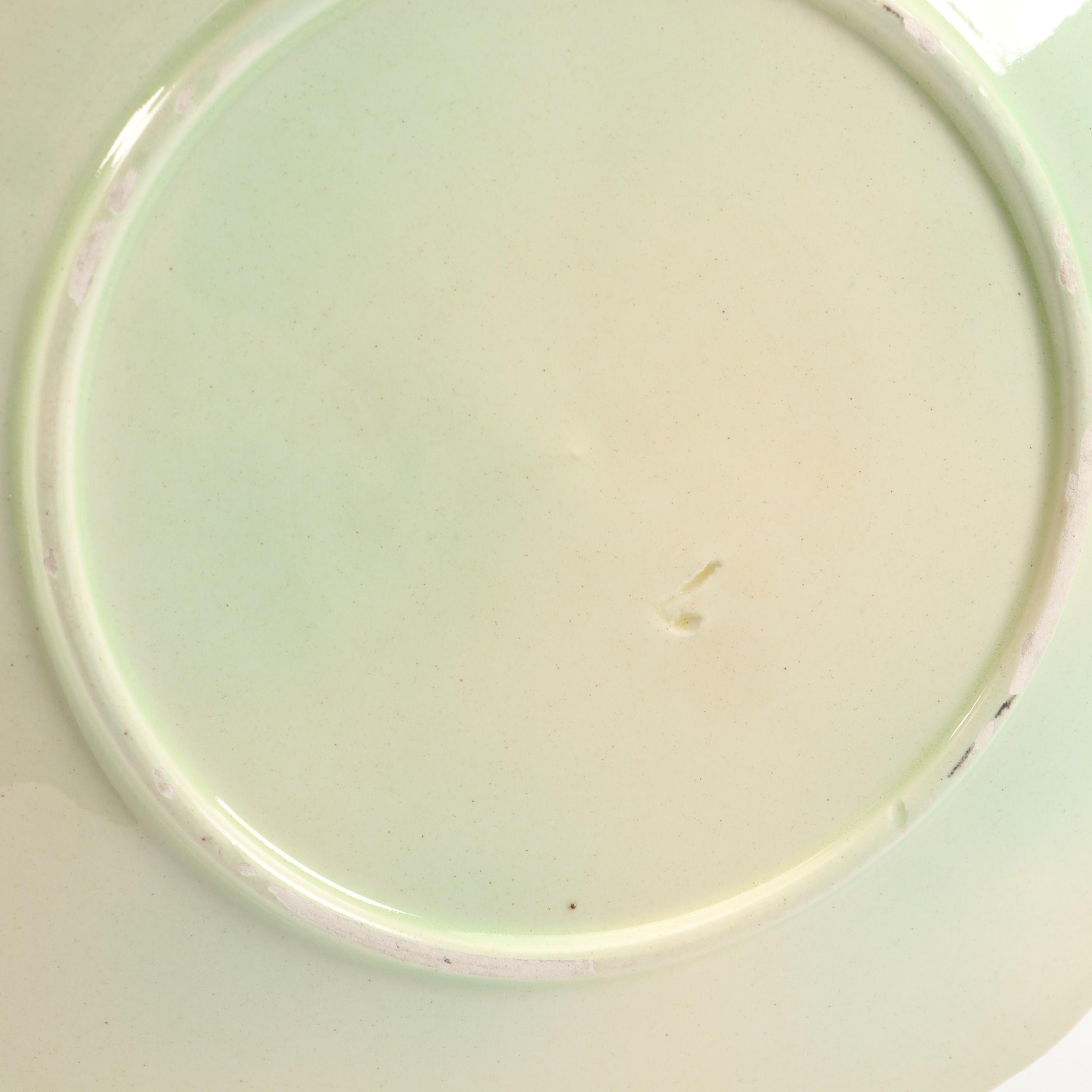 Victorian German Majolica Geranium and Leaves Plates, Late 19th/ Early 20th C.