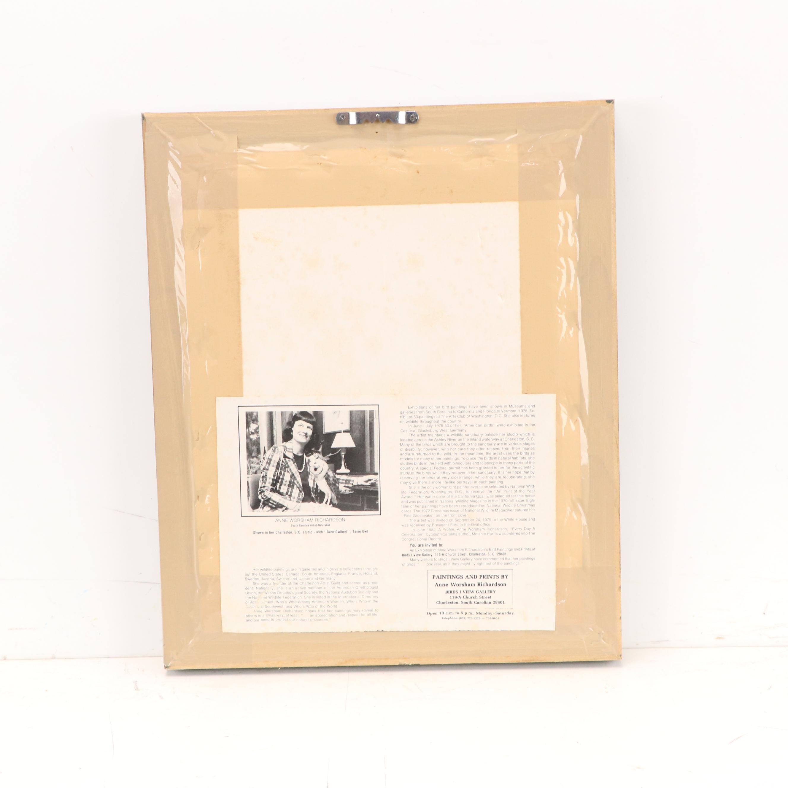 Anne Worsham Richardson Offset Lithograph of Blue Jay