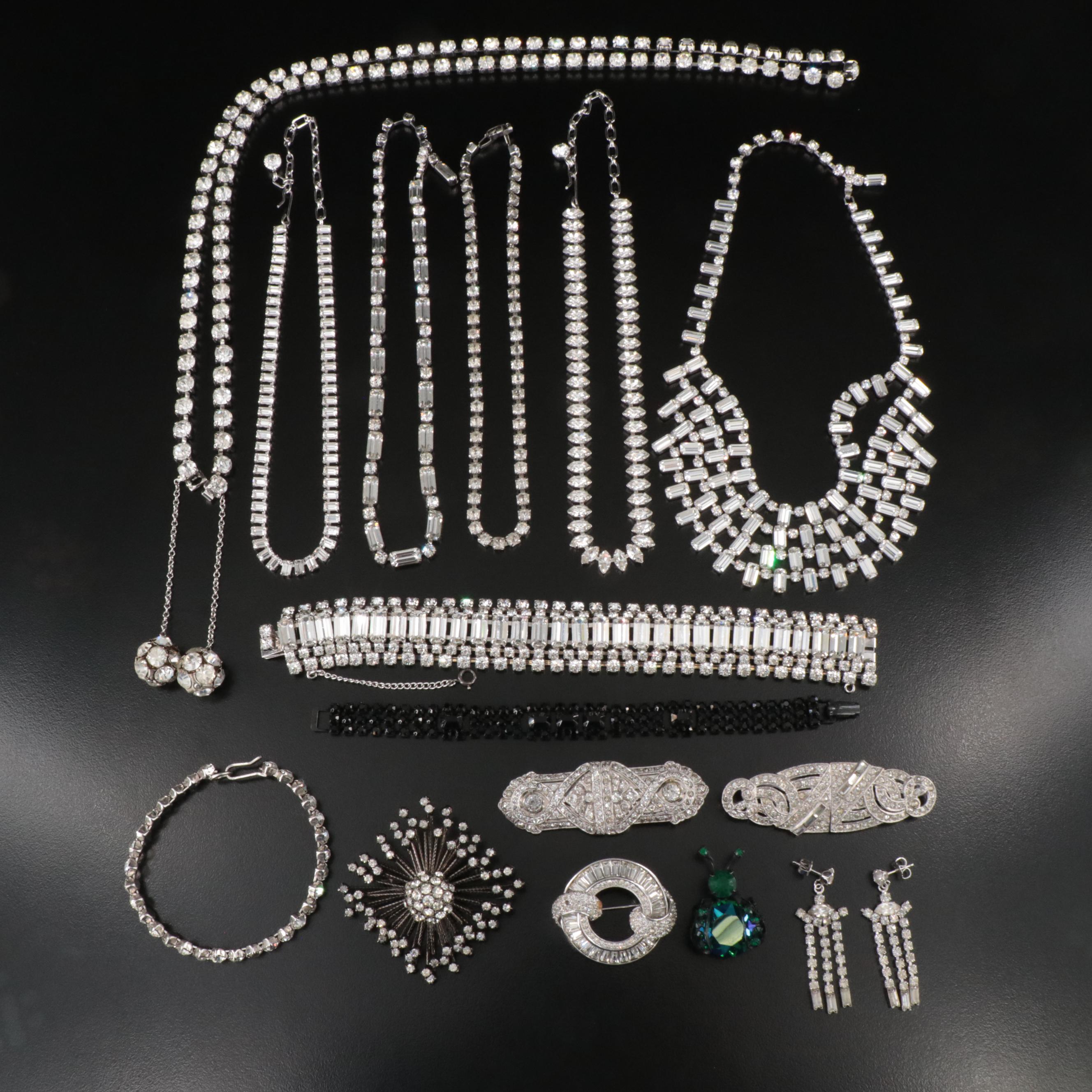 Vintage Rhinestone Jewelry Collection Featuring Weiss, B. David and Fenche
