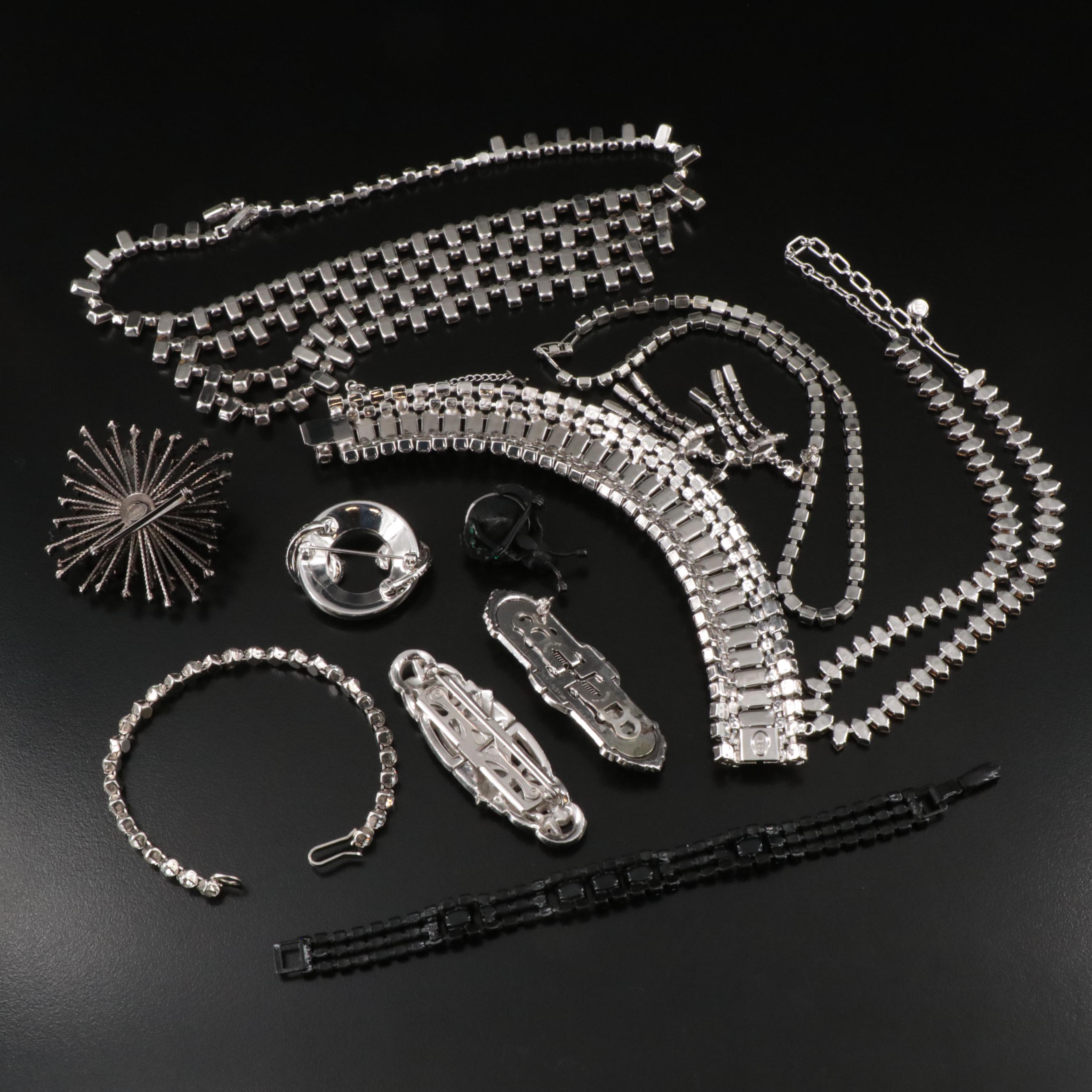 Vintage Rhinestone Jewelry Collection Featuring Weiss, B. David and Fenche