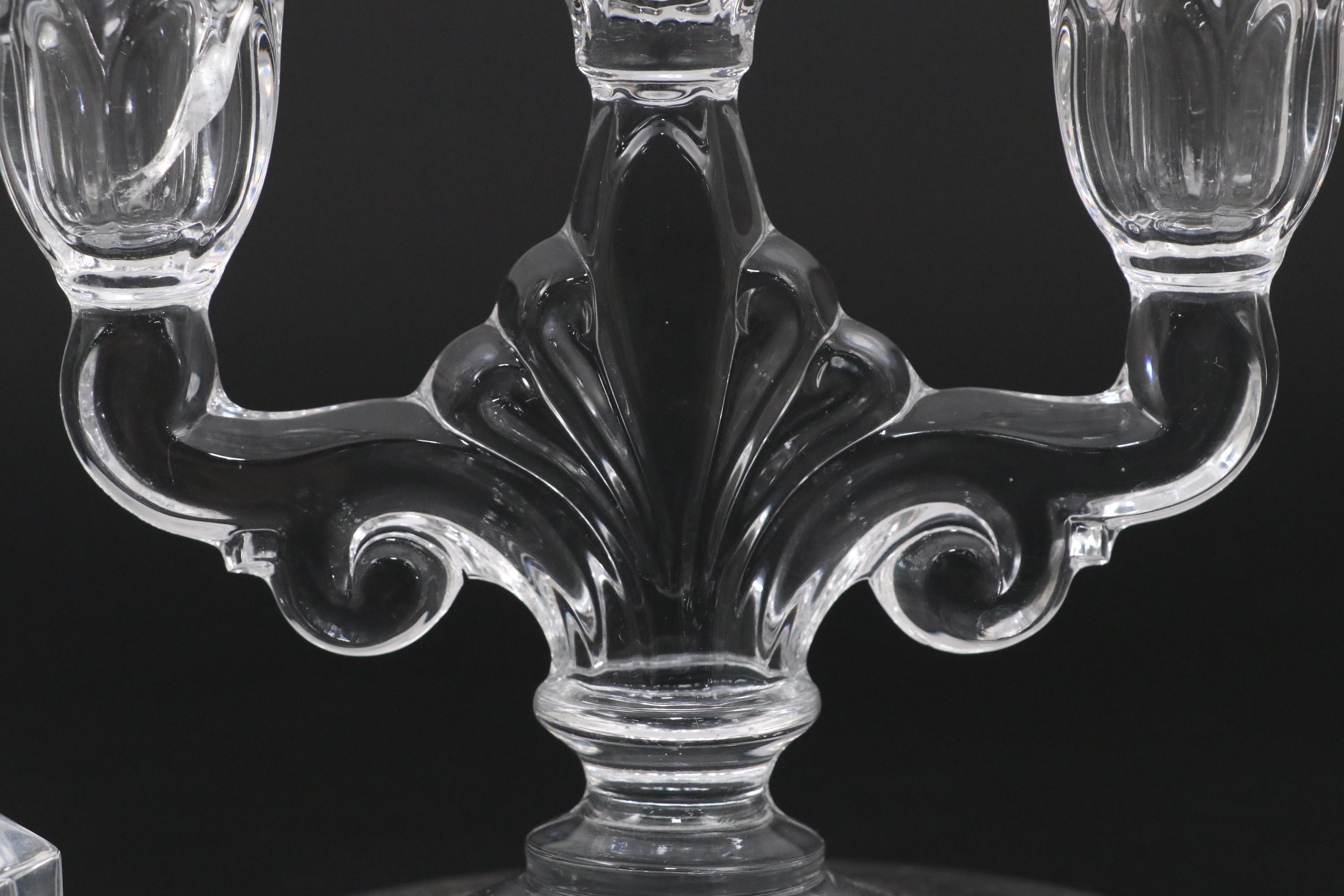 Heisey Glass Trident Candlestick with Other Candle Holders and Table Décor