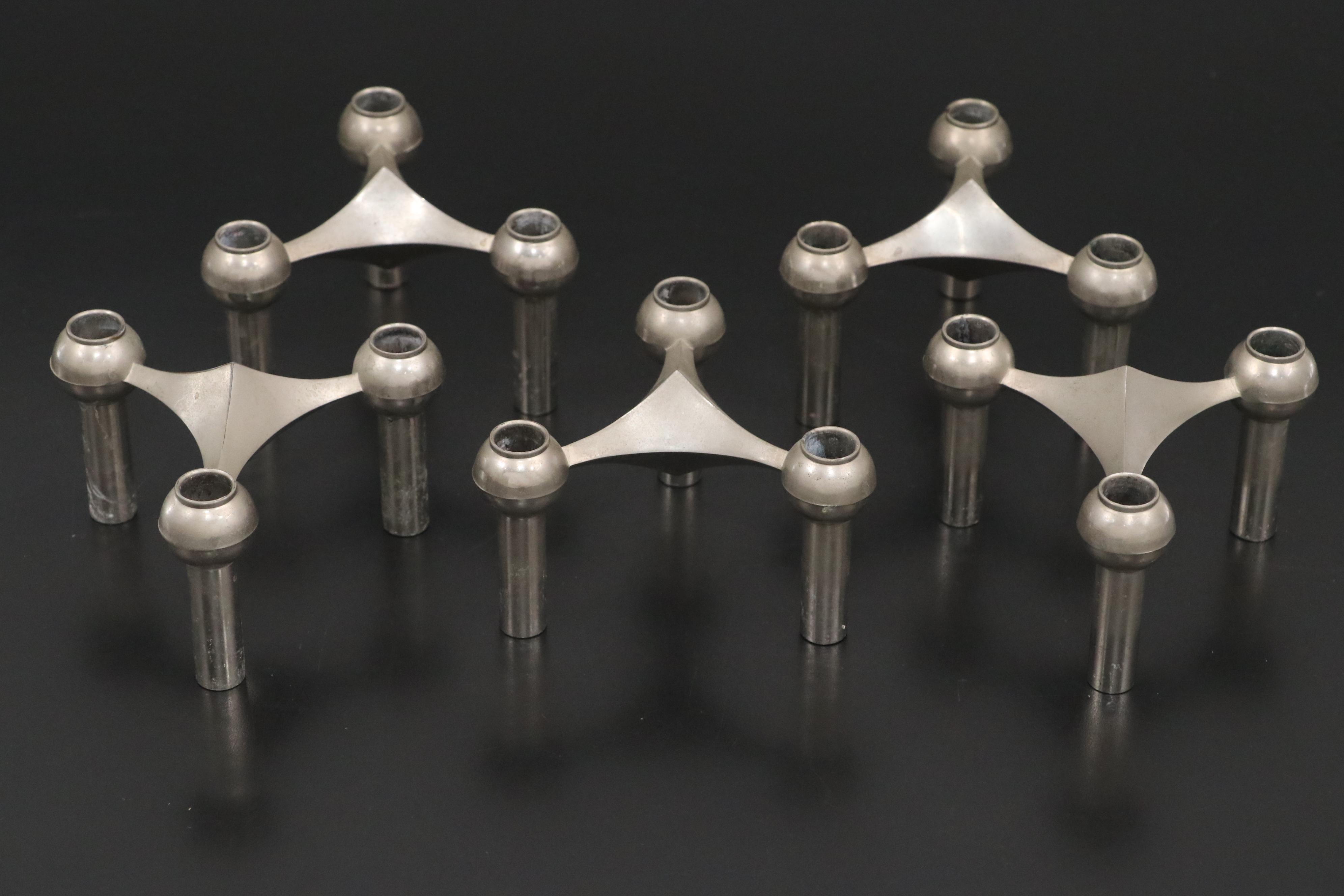 Heisey Glass Trident Candlestick with Other Candle Holders and Table Décor