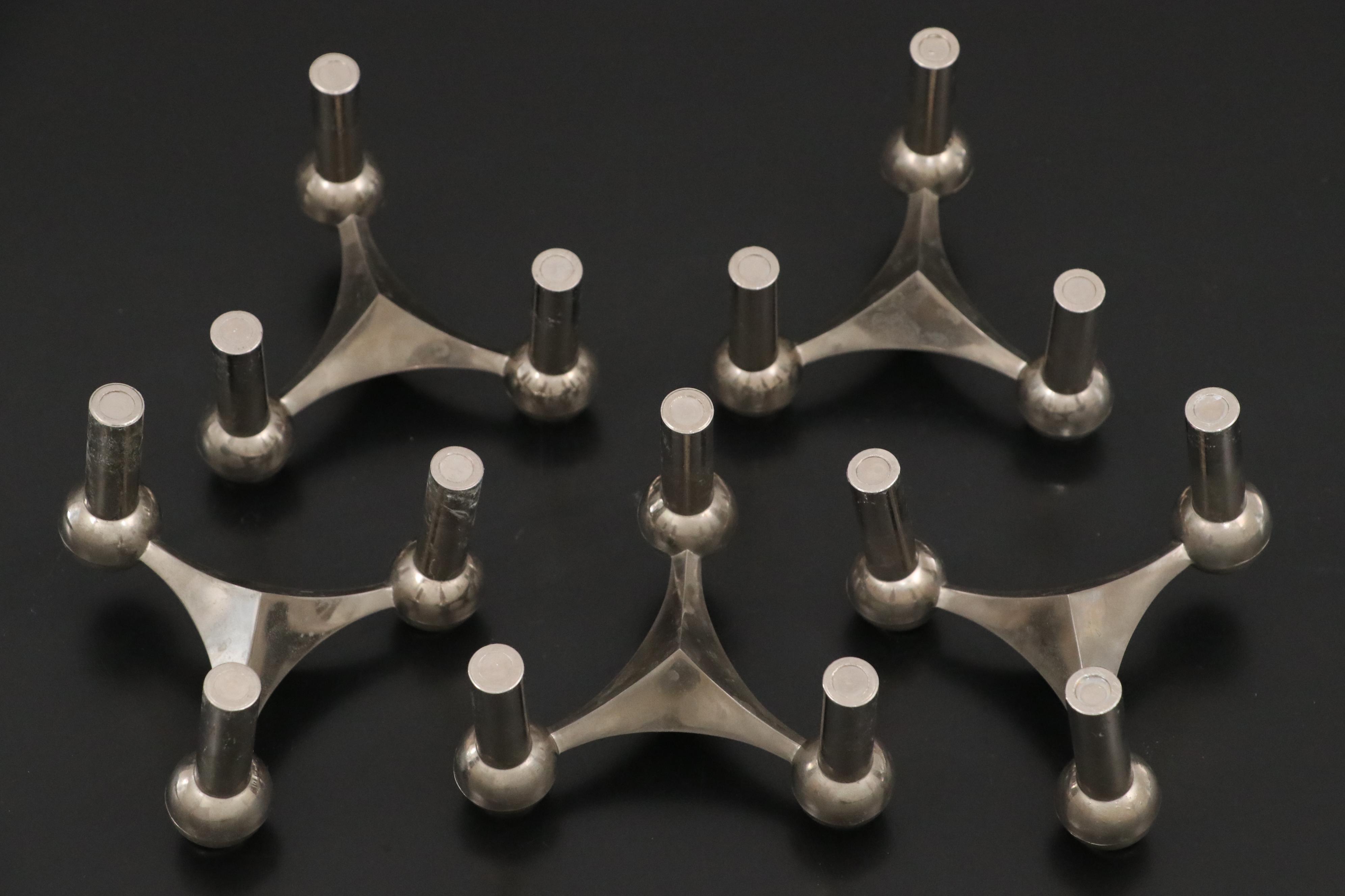 Heisey Glass Trident Candlestick with Other Candle Holders and Table Décor