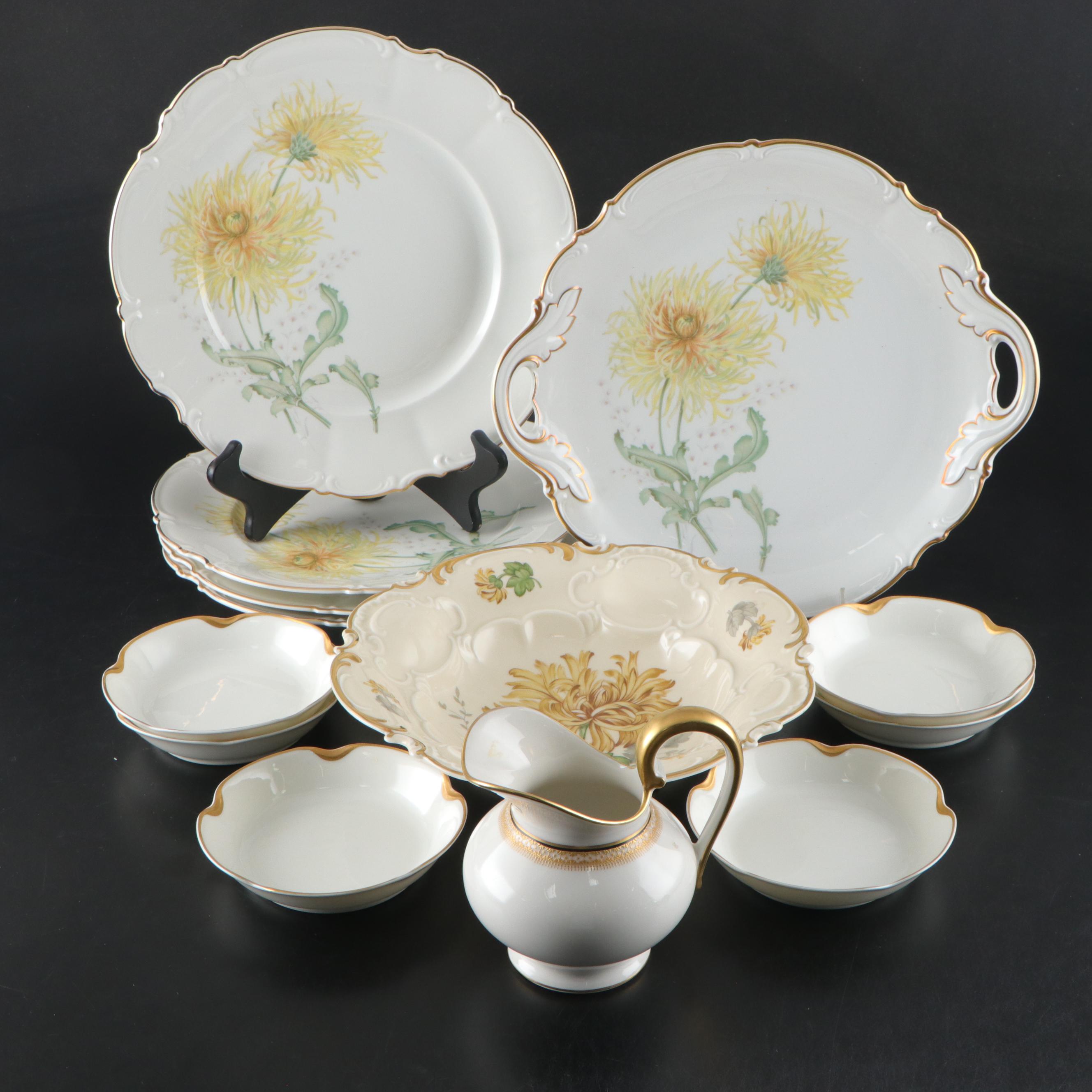 Hutschenreuther "The Chrysanthemum" Dessert Set with Other Tableware