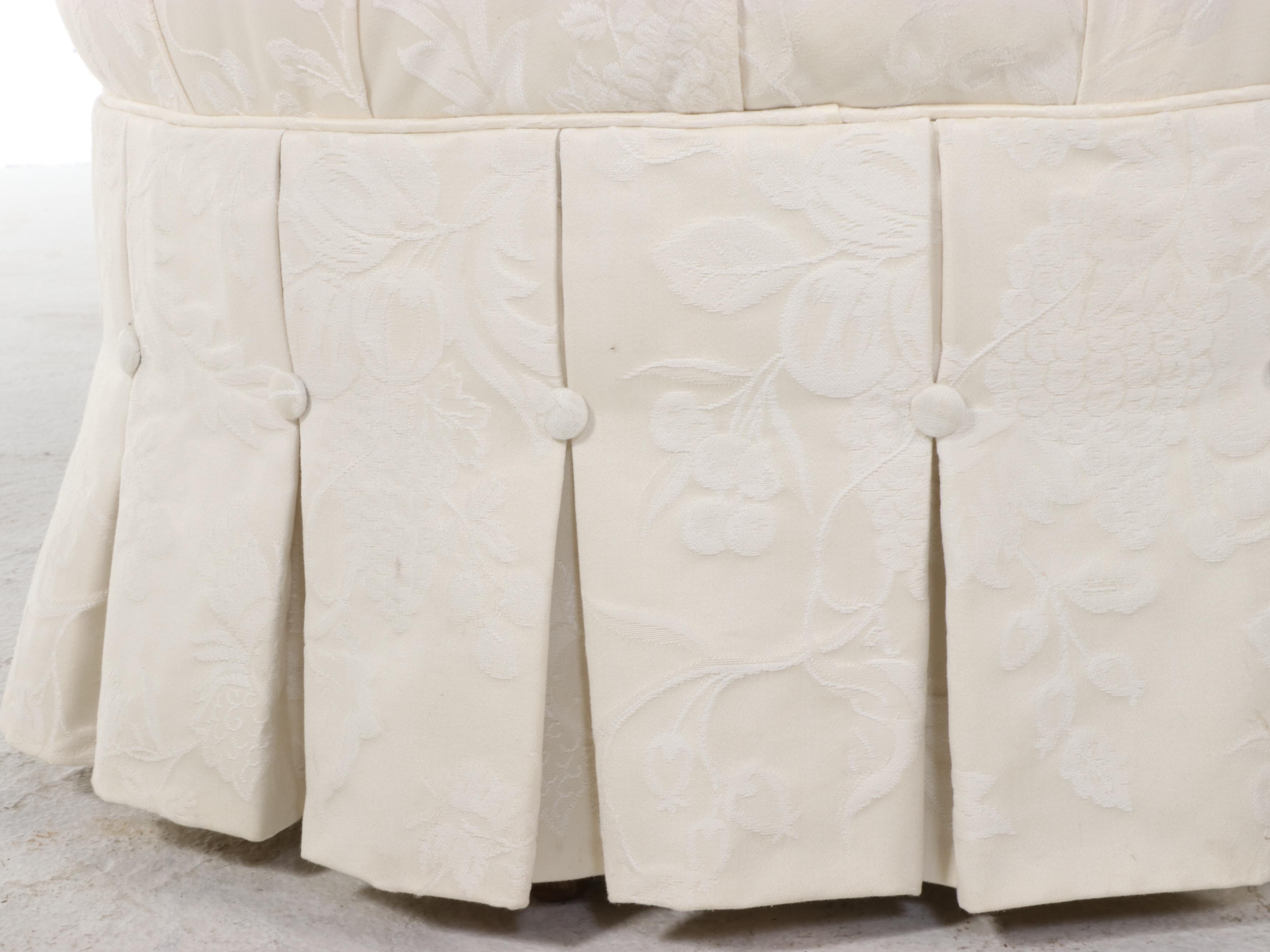 Ethan Allen Custom-Upholstered and Button-Tufted Ottoman, Late 20th Century