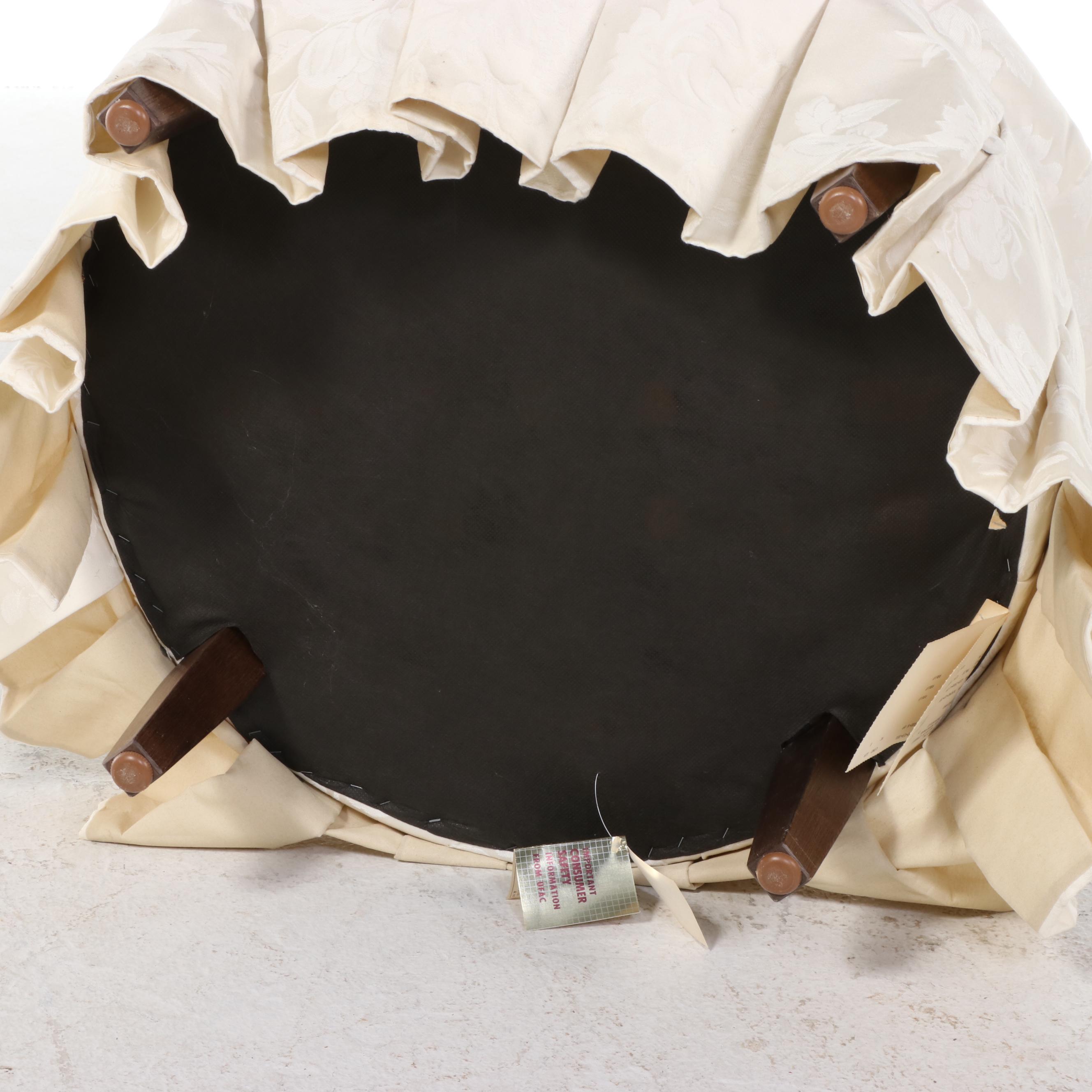 Ethan Allen Custom-Upholstered and Button-Tufted Ottoman, Late 20th Century