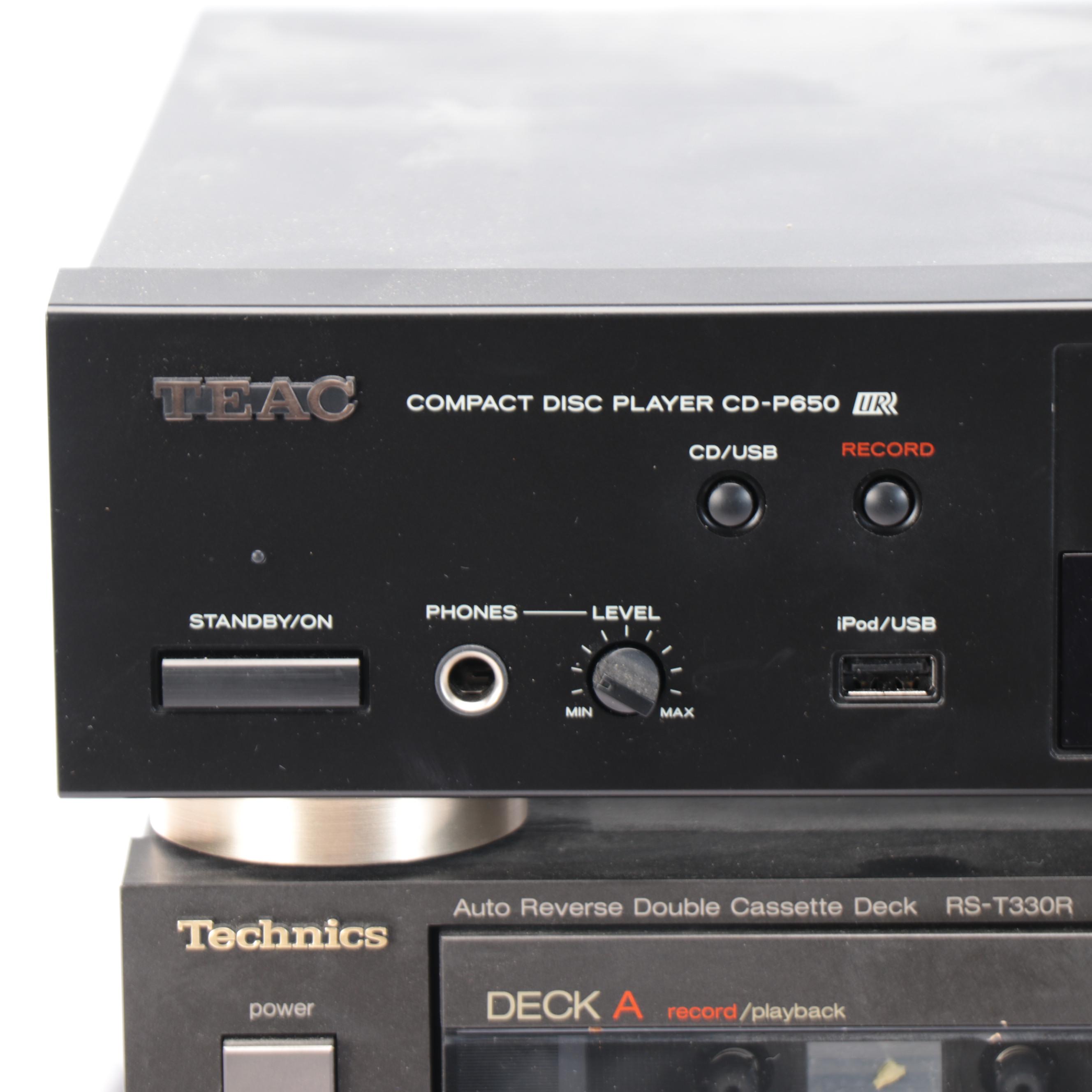 Sherwood Stereo Receiver, Technics Double Tape Deck and TEAC CD Player