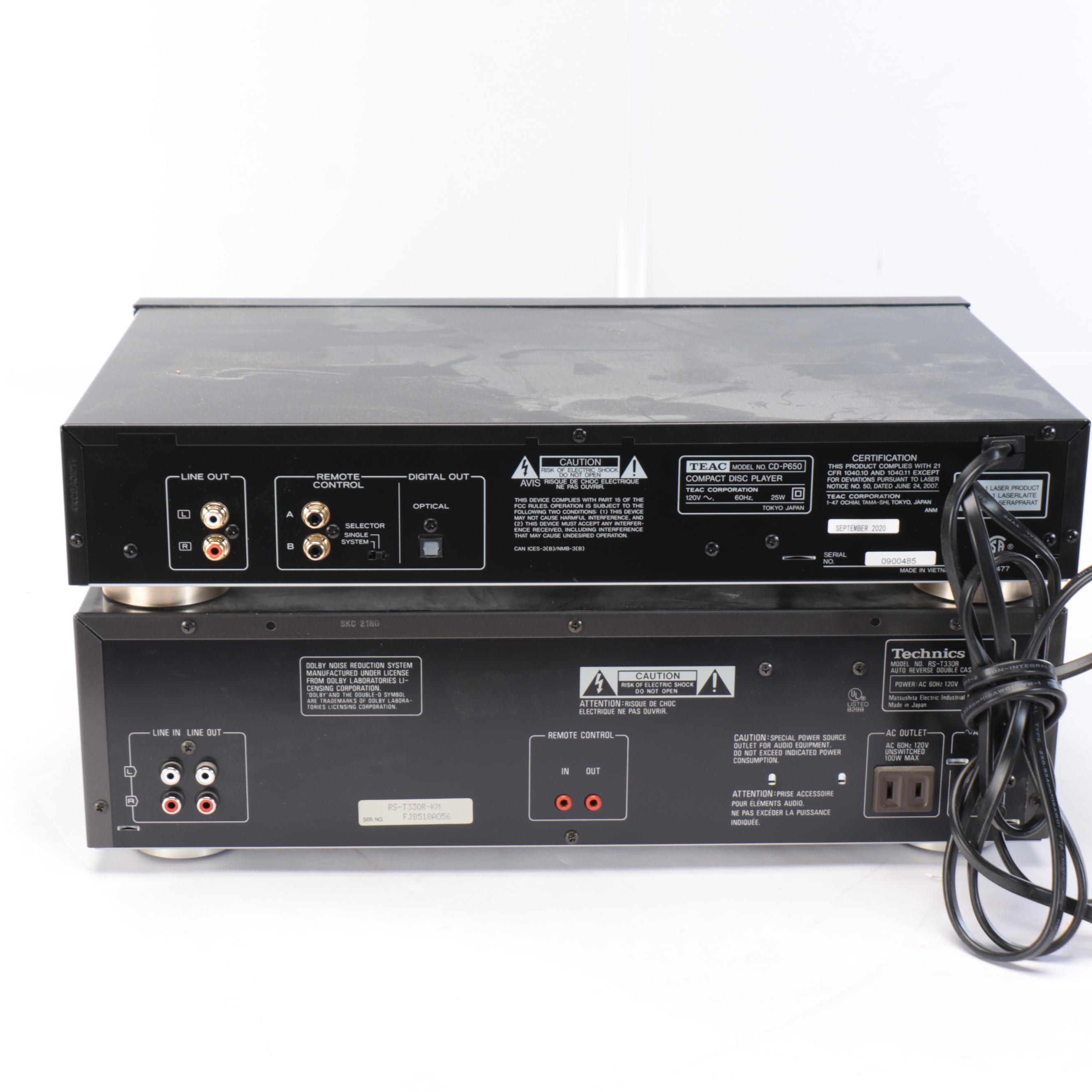 Sherwood Stereo Receiver, Technics Double Tape Deck and TEAC CD Player