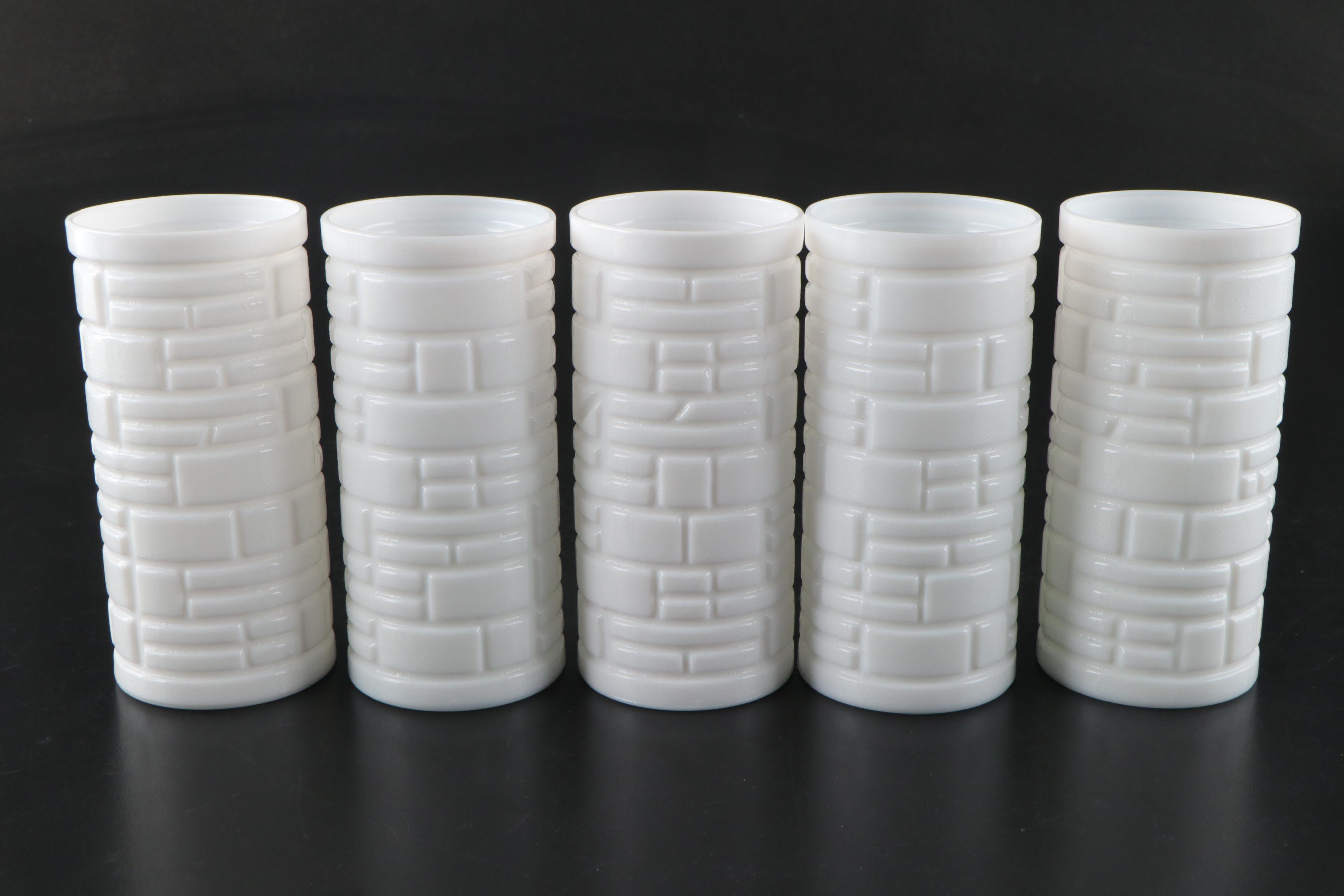 Imperial Glass Milk Glass Vases with Anchor-Hocking Milk Glass Compote and More