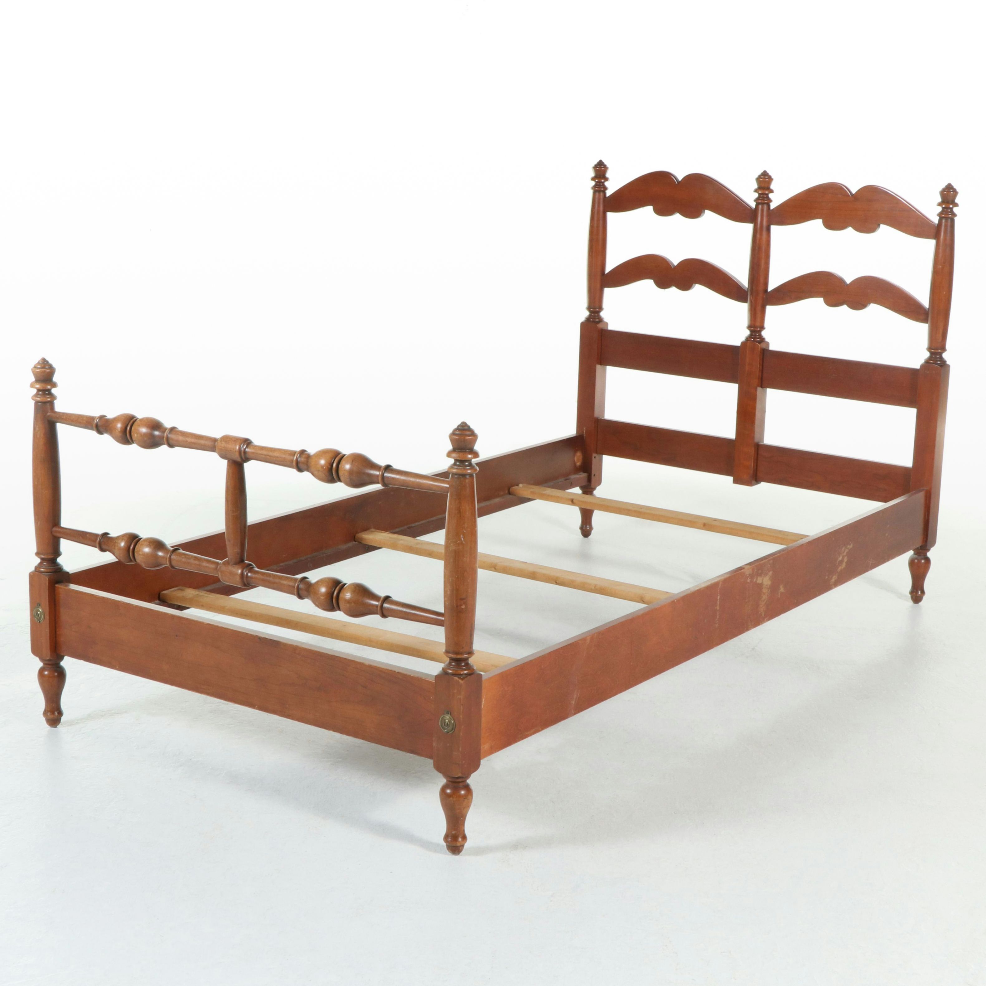 American Colonial Style Cherrywood Twin Size Bed Frame, Mid to Late 20th Century