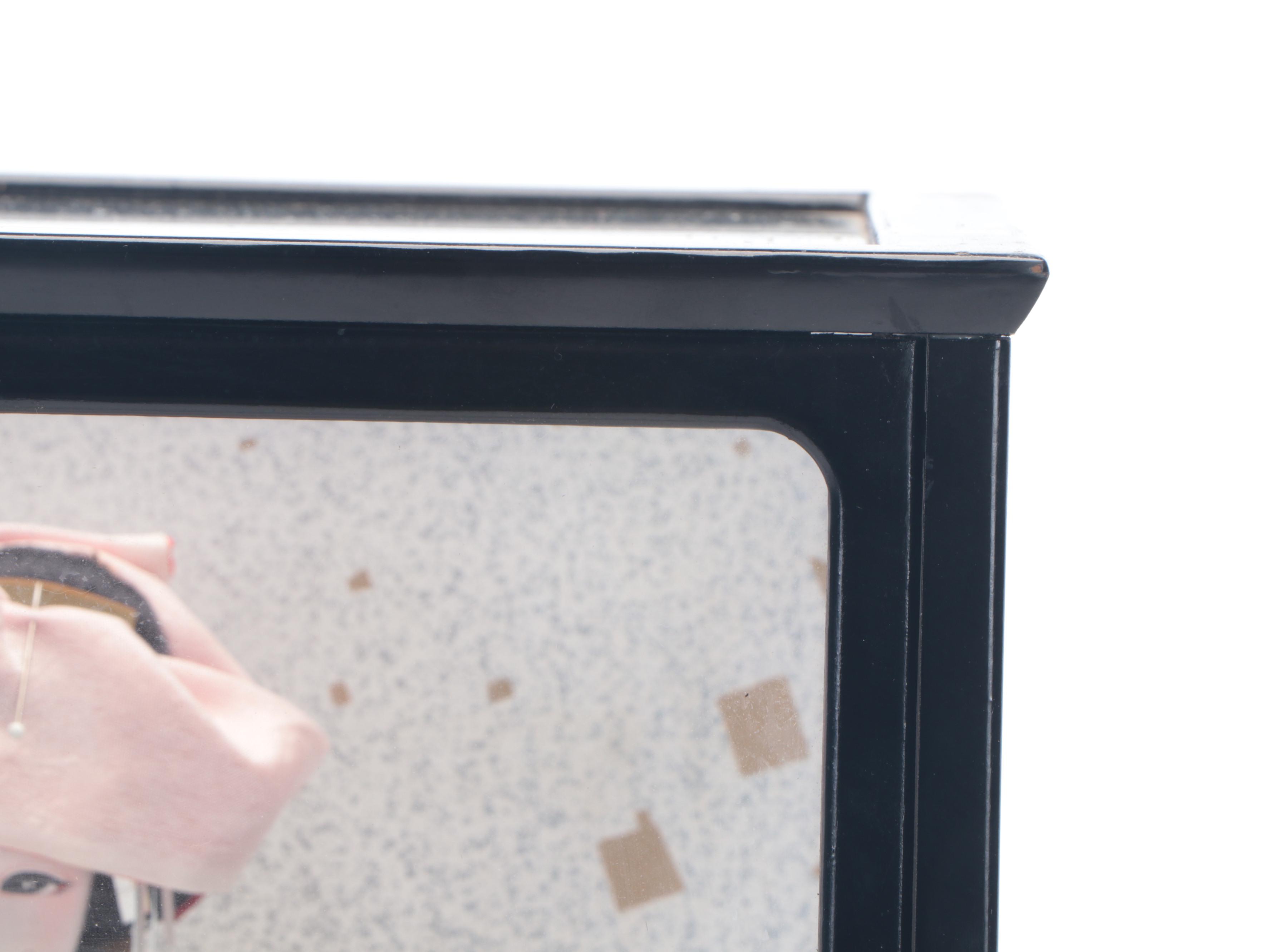 Japanese Composition Geisha Doll in Wood and Glass Display Case