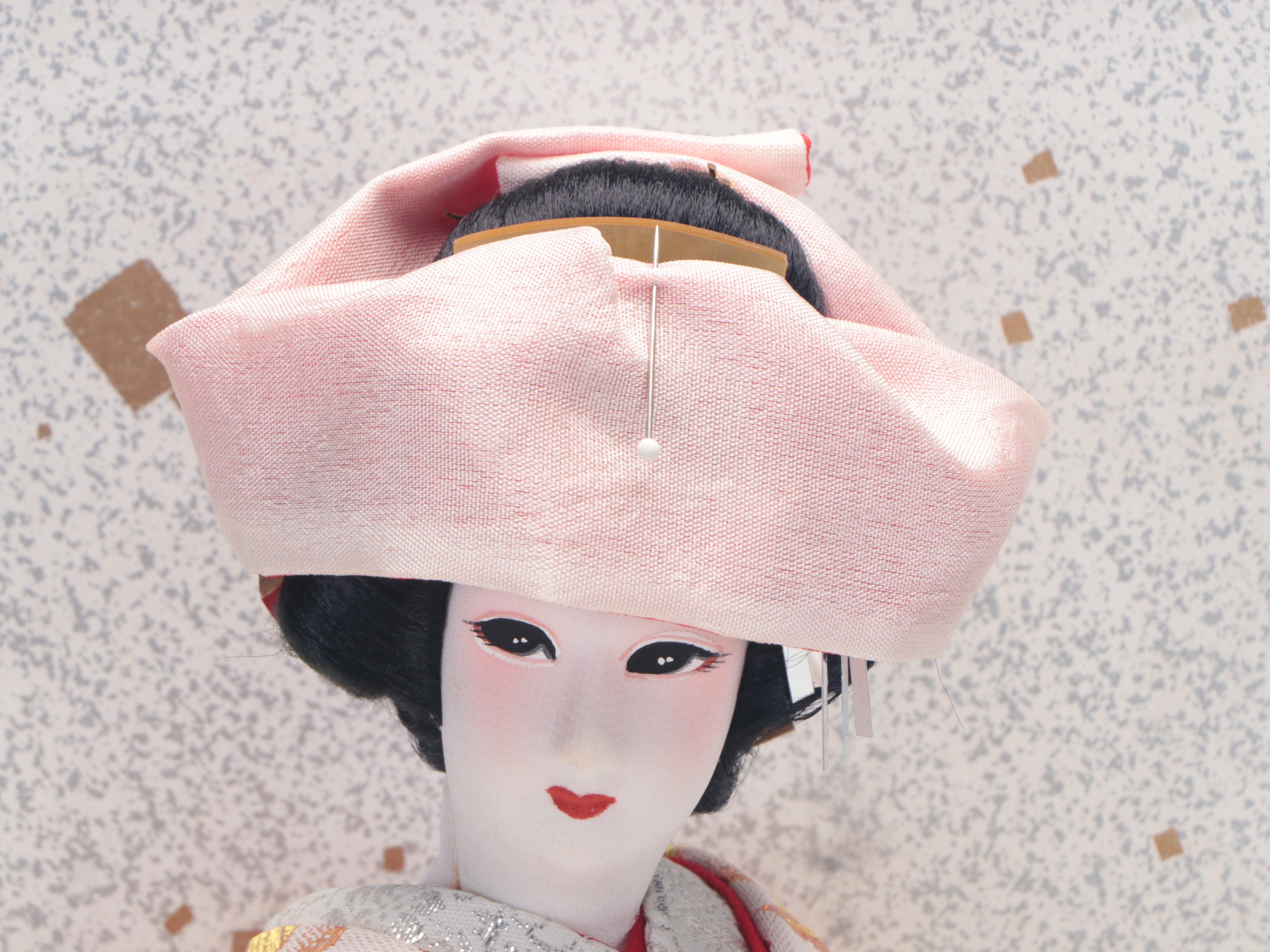 Japanese Composition Geisha Doll in Wood and Glass Display Case