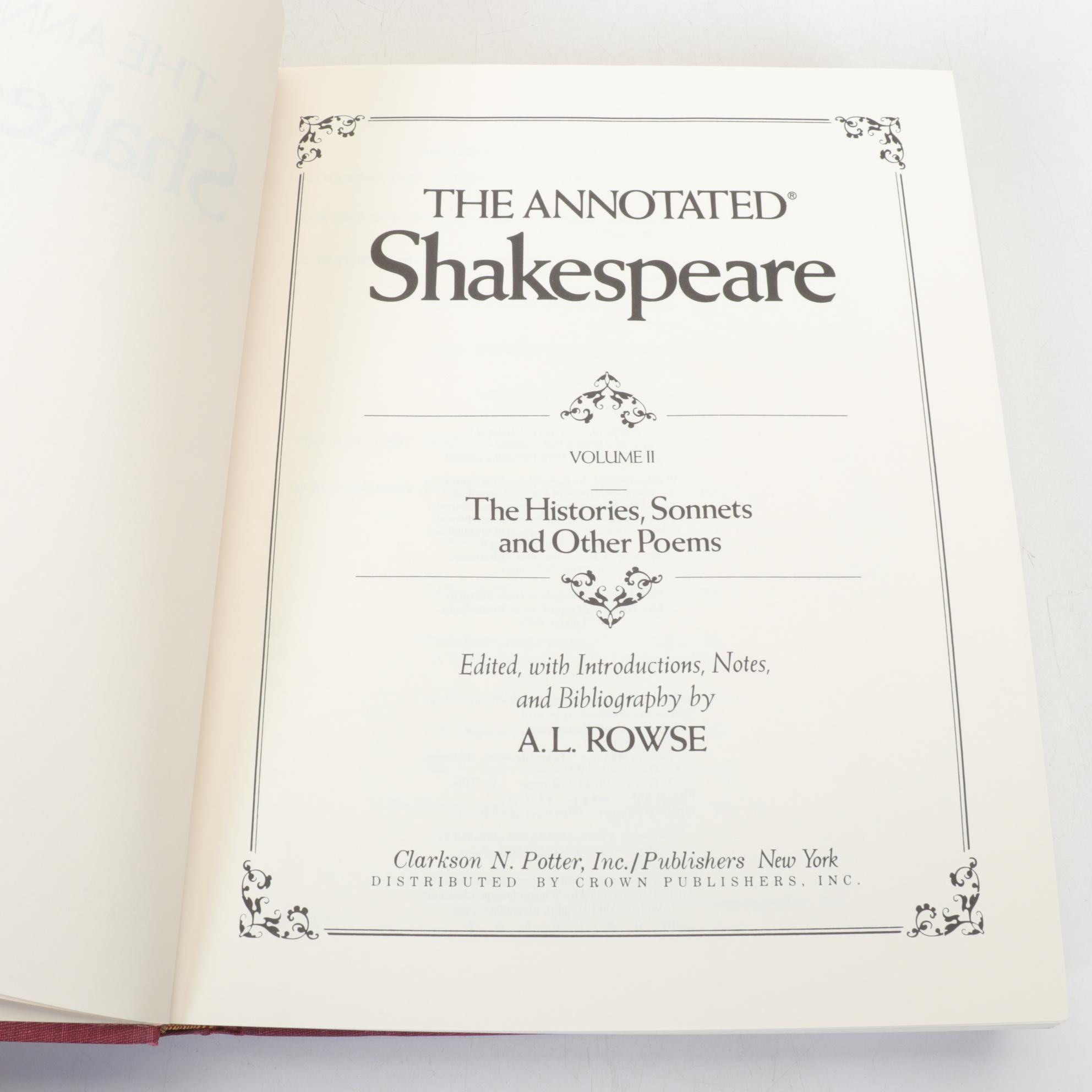 "The Annotated Shakespeare" Collection with Notes by A. L. Rowse