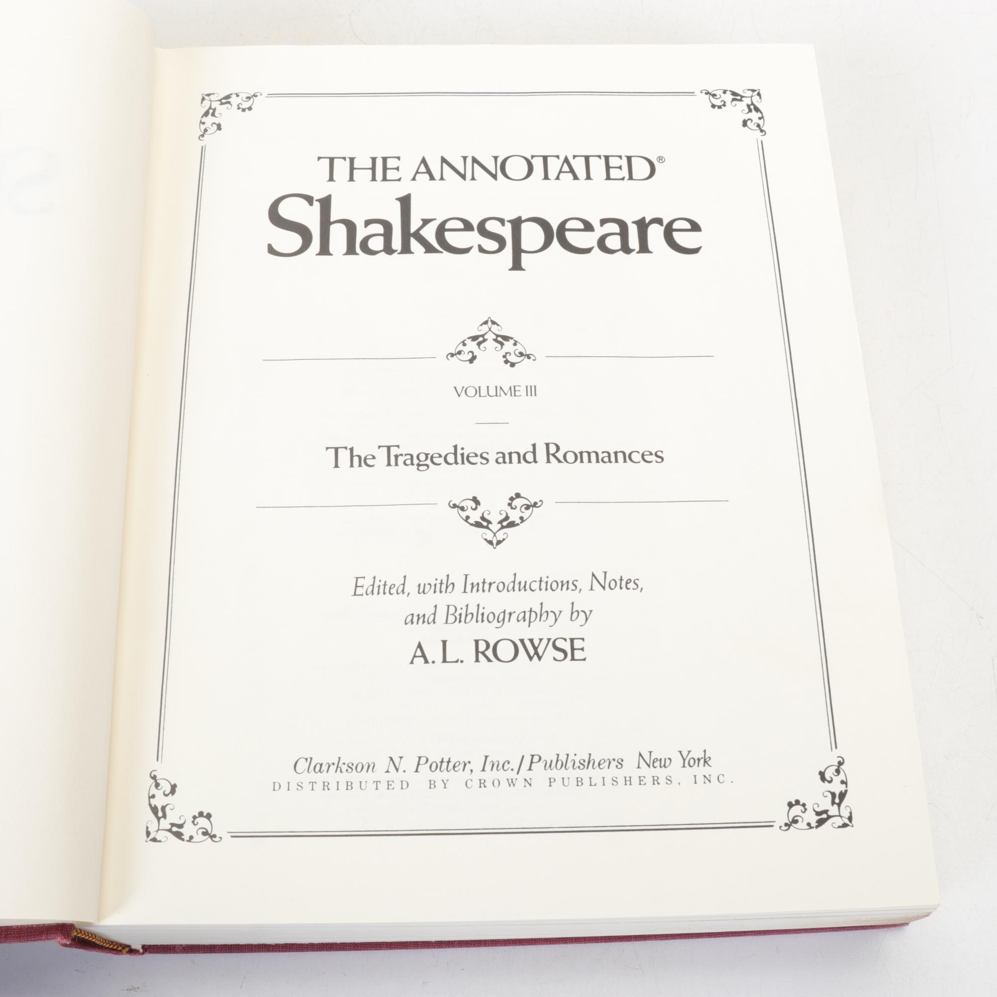 "The Annotated Shakespeare" Collection with Notes by A. L. Rowse