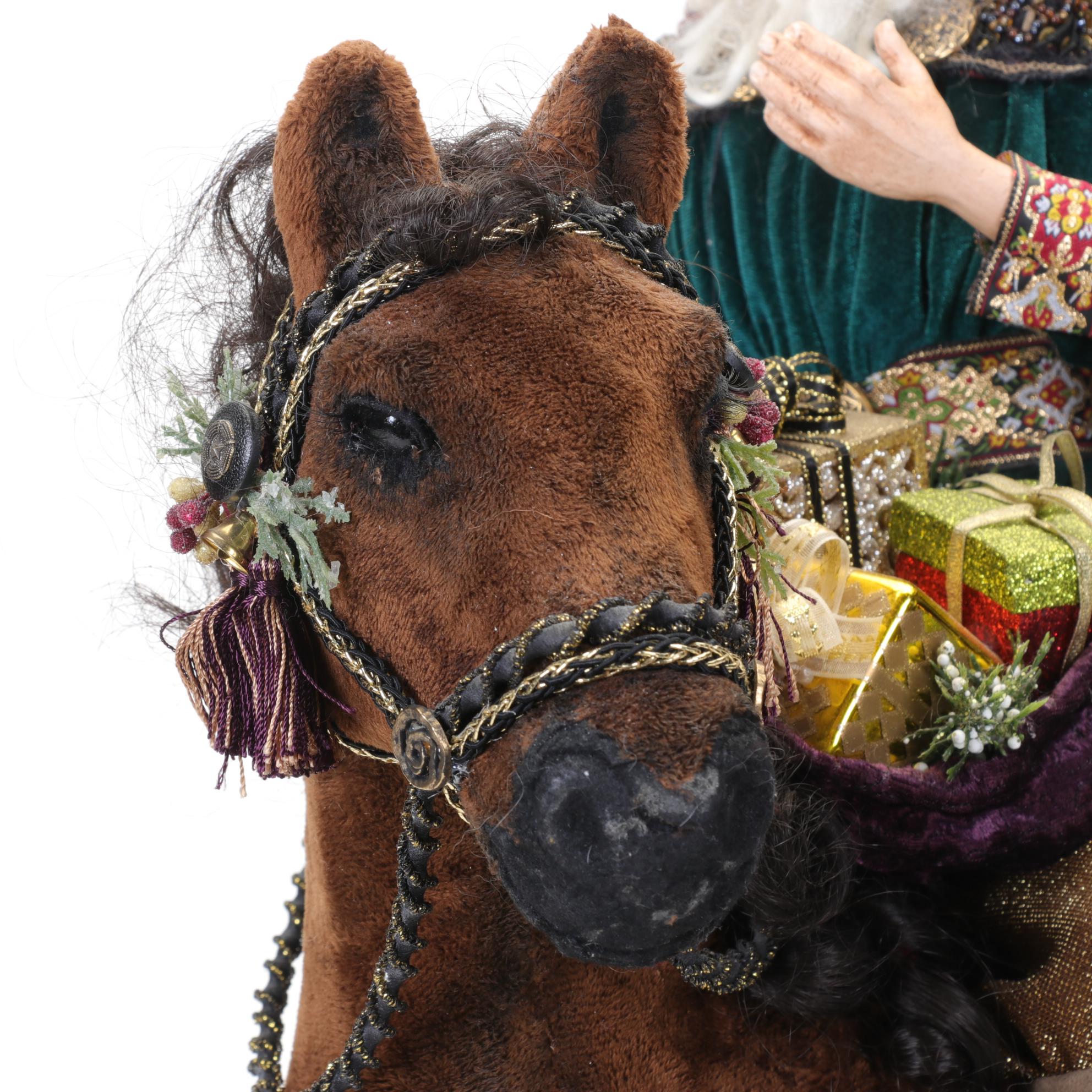 Handmade Santa Riding Horse Figurine