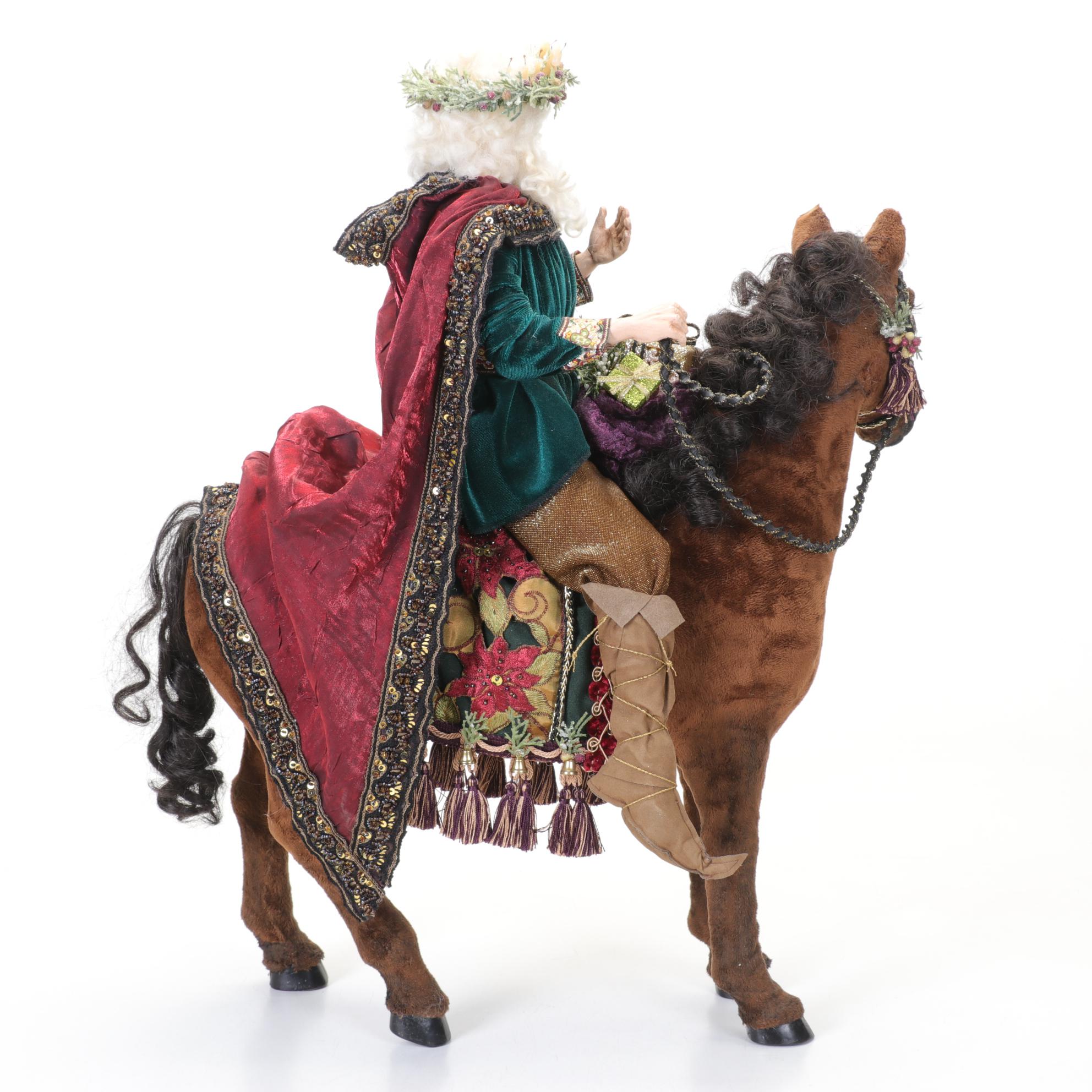 Handmade Santa Riding Horse Figurine