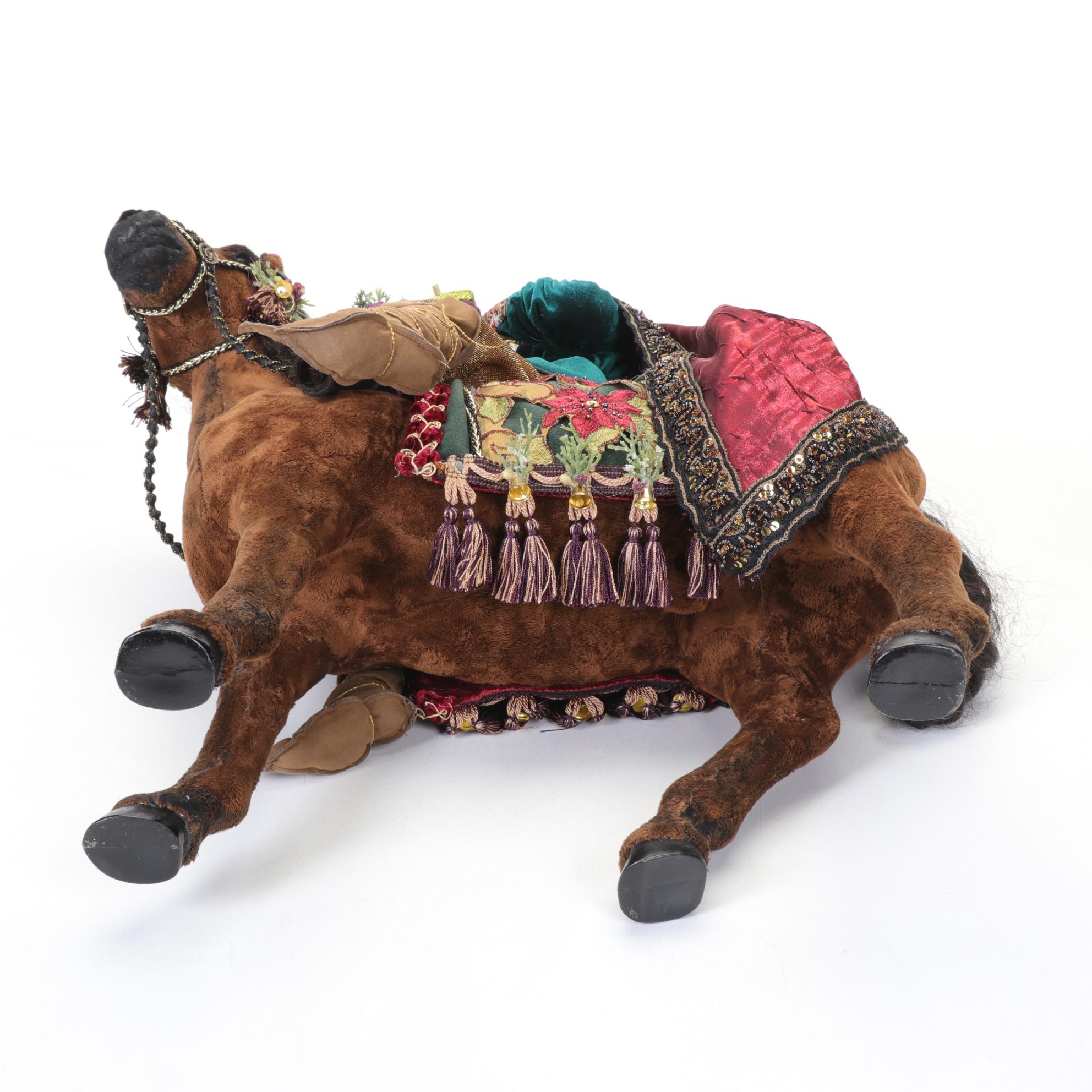 Handmade Santa Riding Horse Figurine