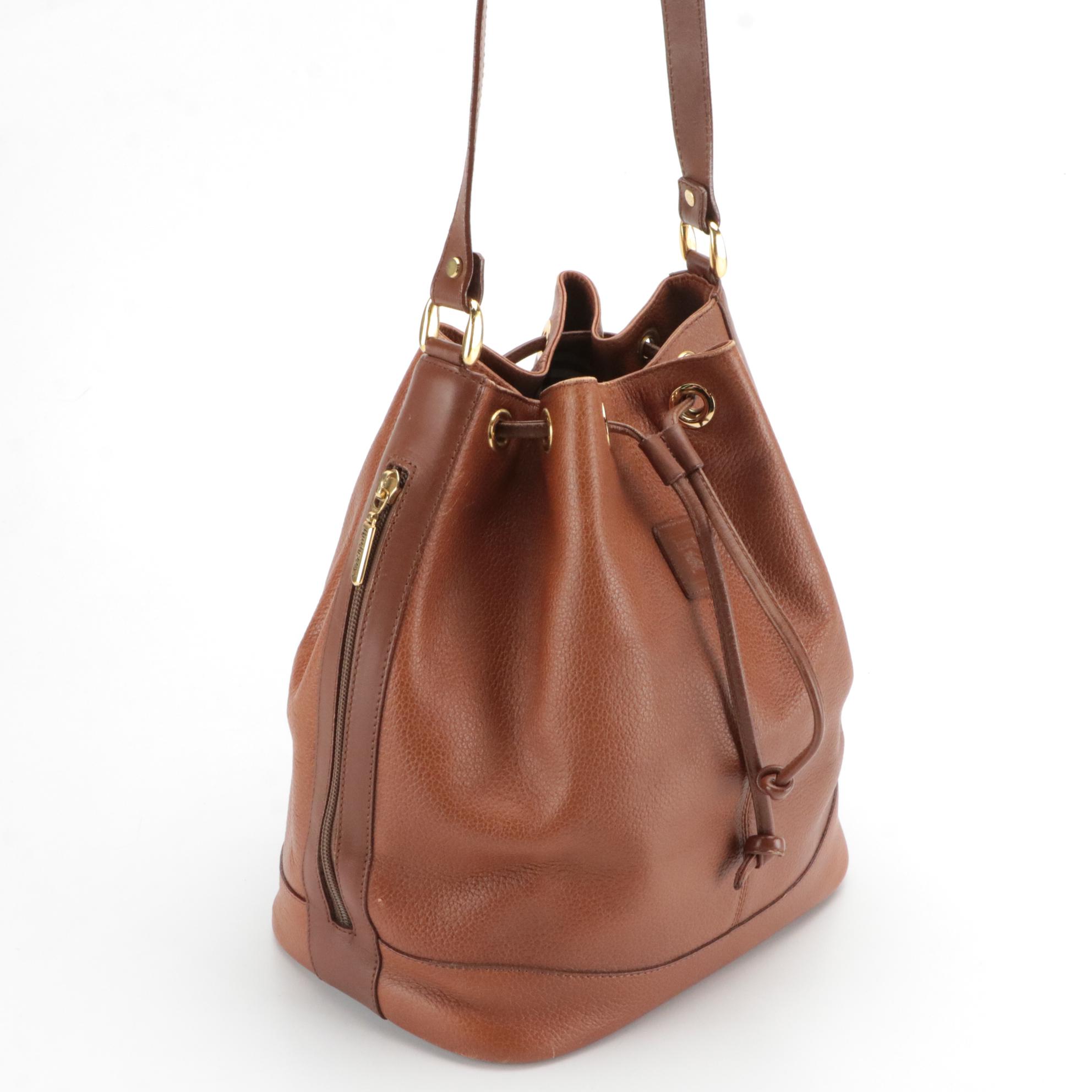 Burberrys Grain Leather Drawstring Shoulder Bag