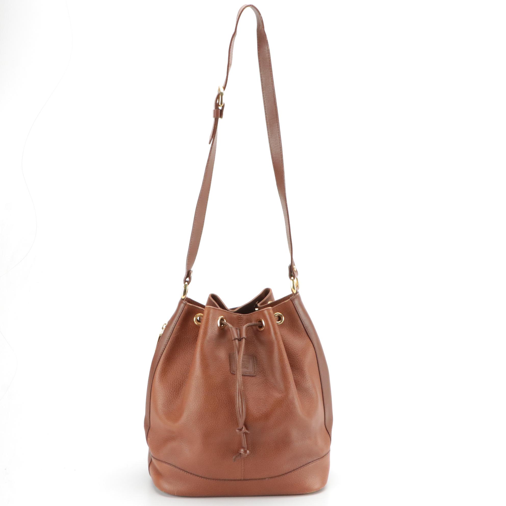 Burberrys Grain Leather Drawstring Shoulder Bag
