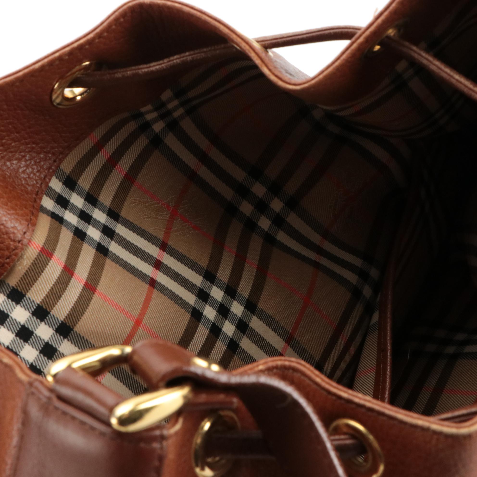 Burberrys Grain Leather Drawstring Shoulder Bag