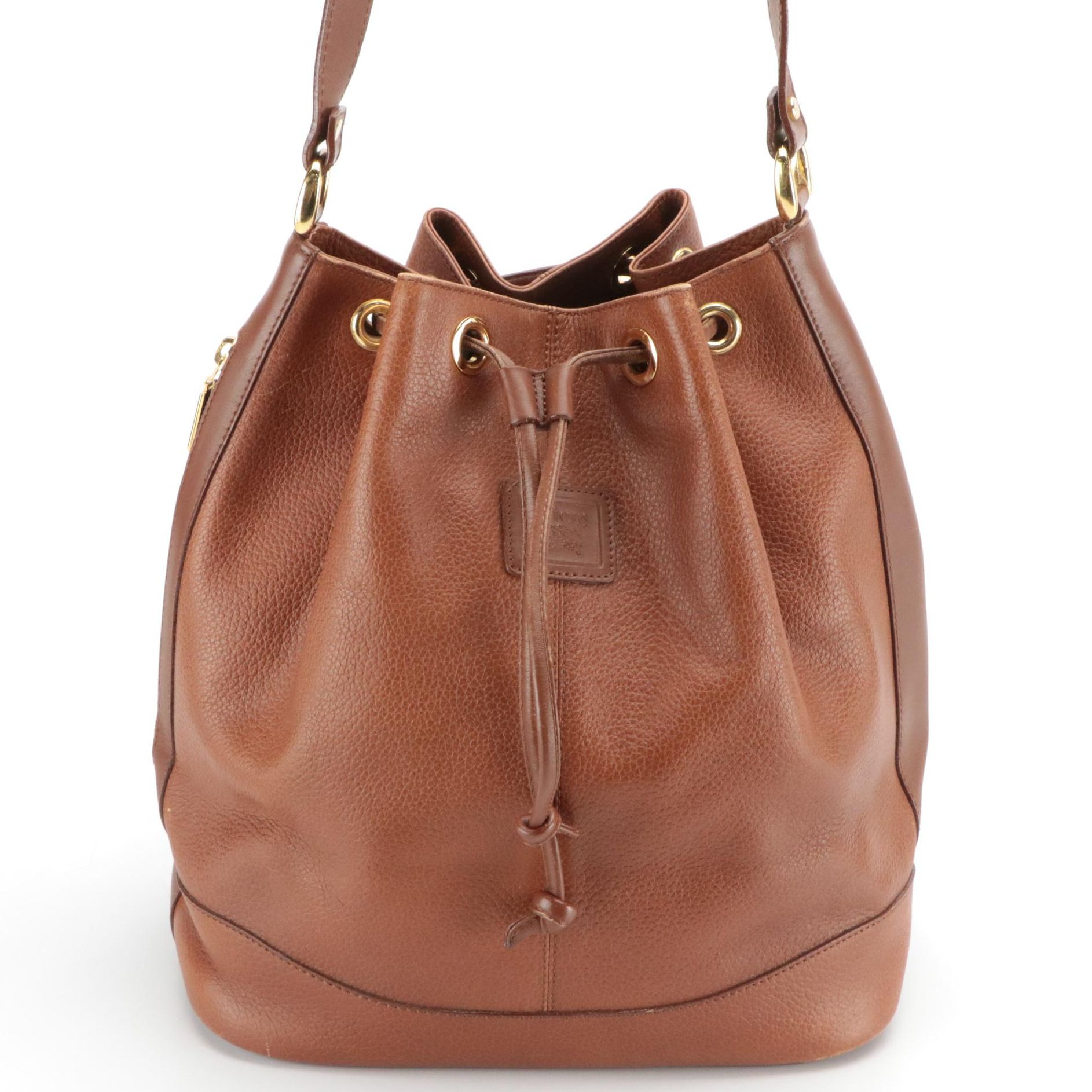 Burberrys Grain Leather Drawstring Shoulder Bag