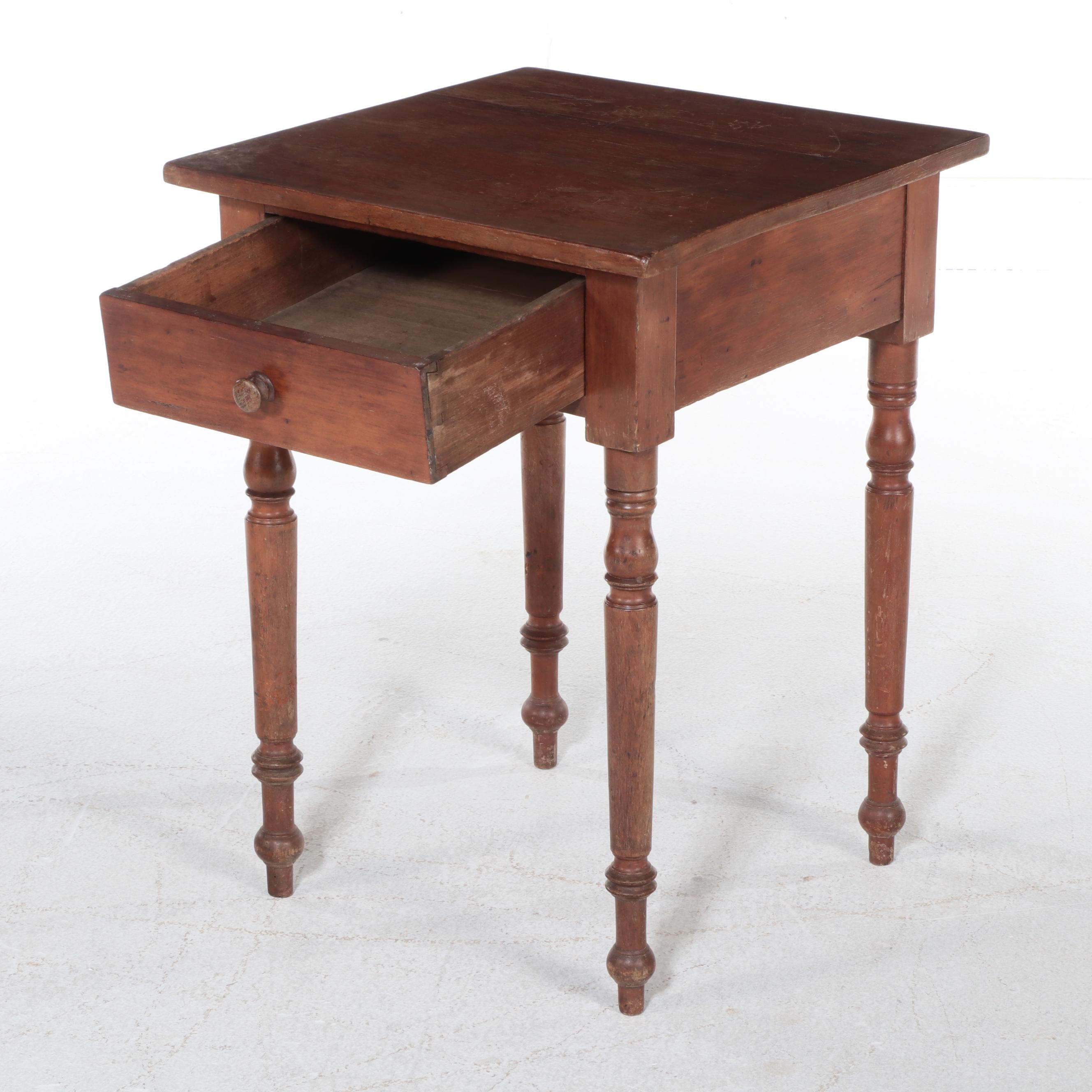 American Primitive Cherry Side Table, 19th Century