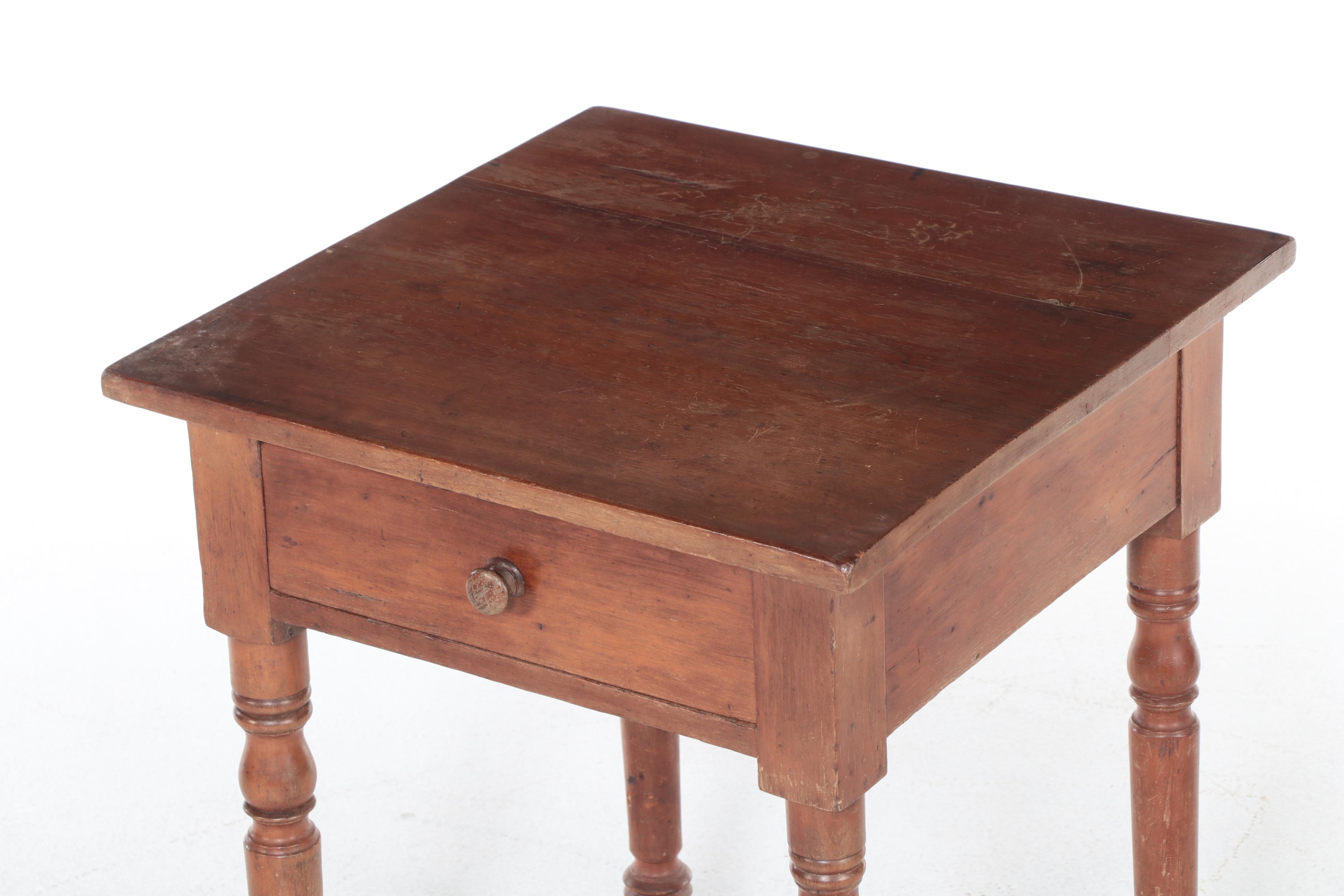 American Primitive Cherry Side Table, 19th Century