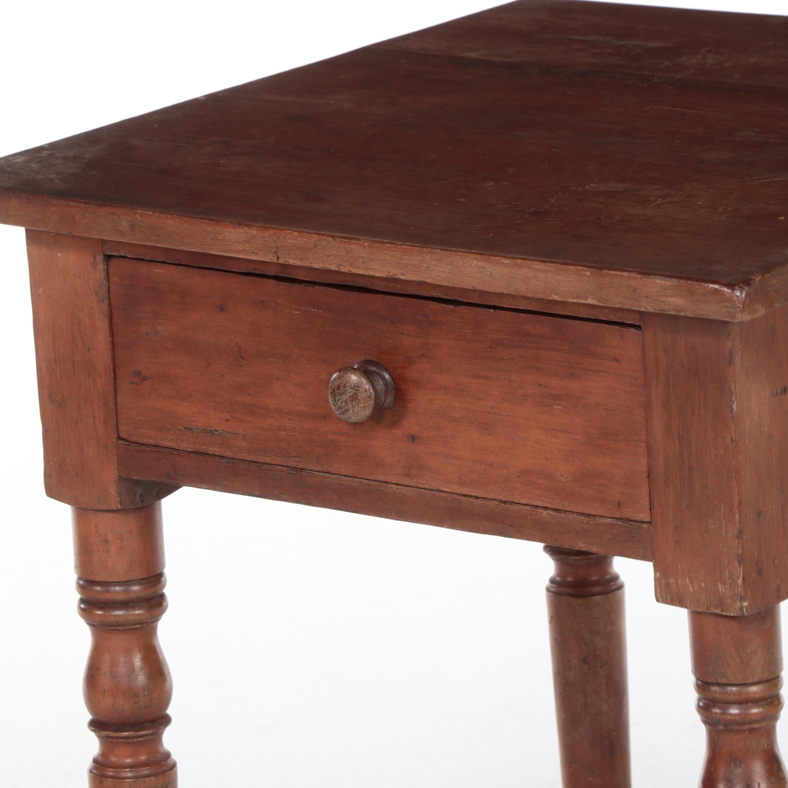 American Primitive Cherry Side Table, 19th Century