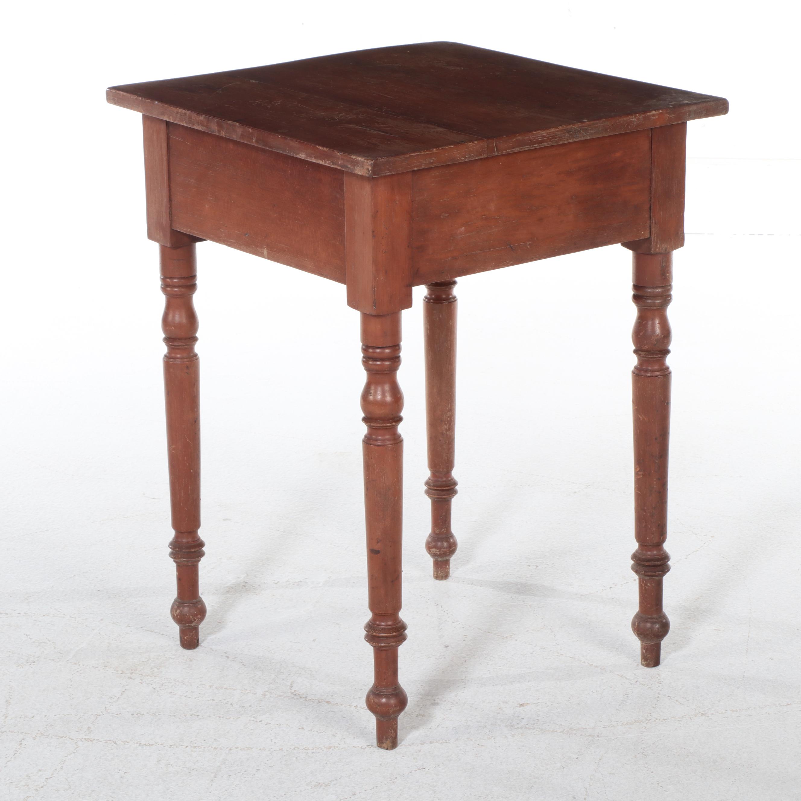 American Primitive Cherry Side Table, 19th Century