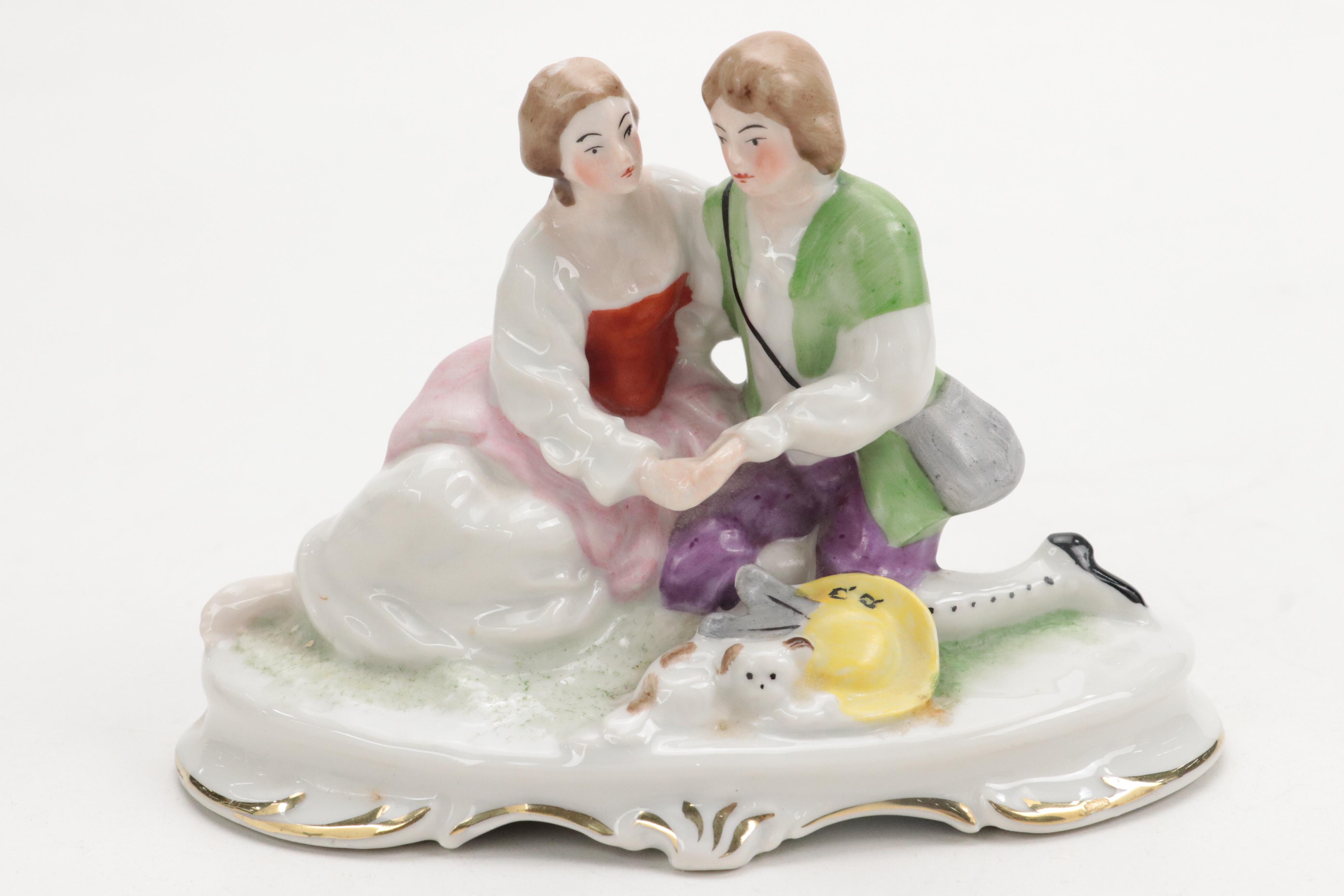 Goebel "Chick Girl" and "Joyful" Porcelain Hummel Figurines with Others