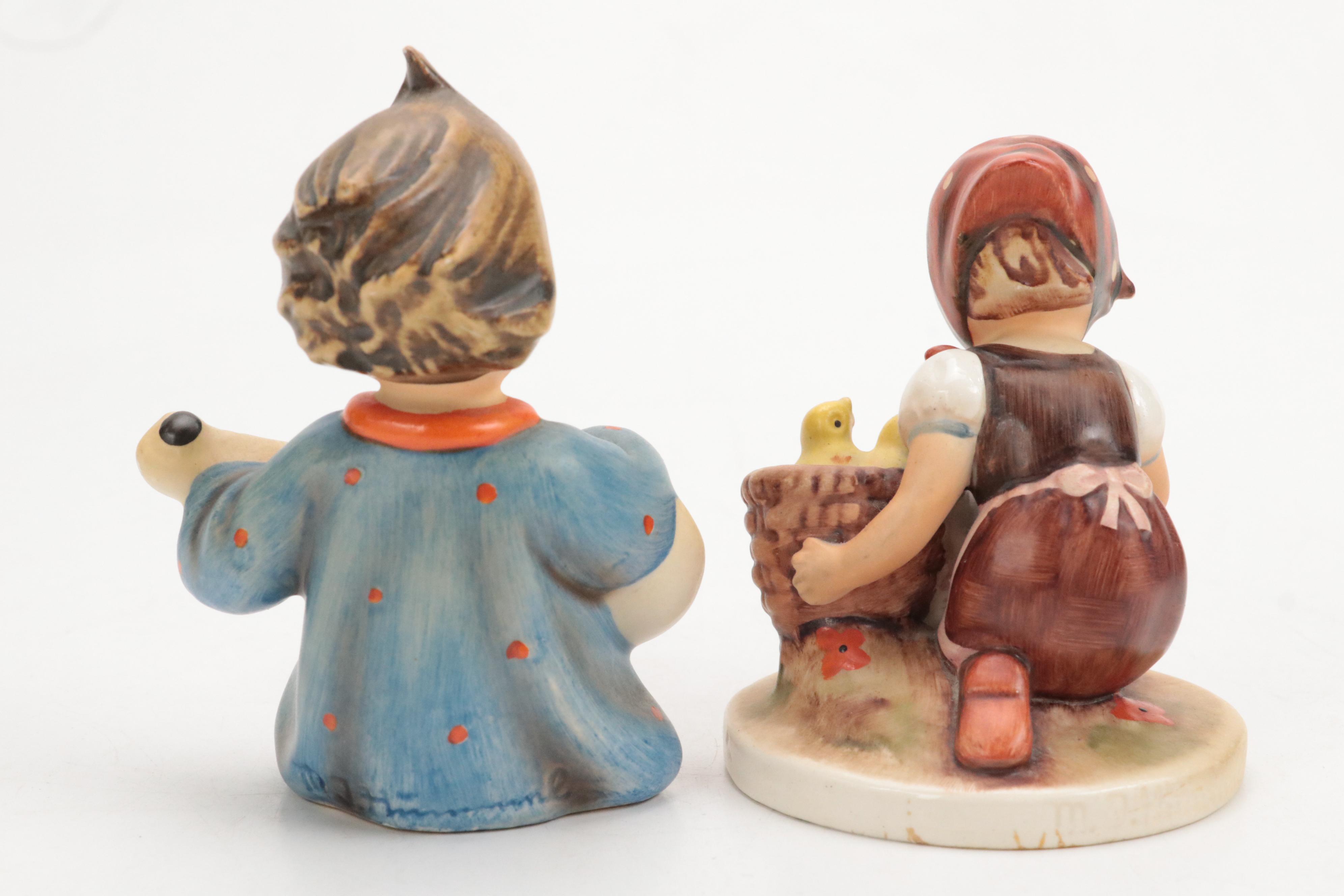 Goebel "Chick Girl" and "Joyful" Porcelain Hummel Figurines with Others