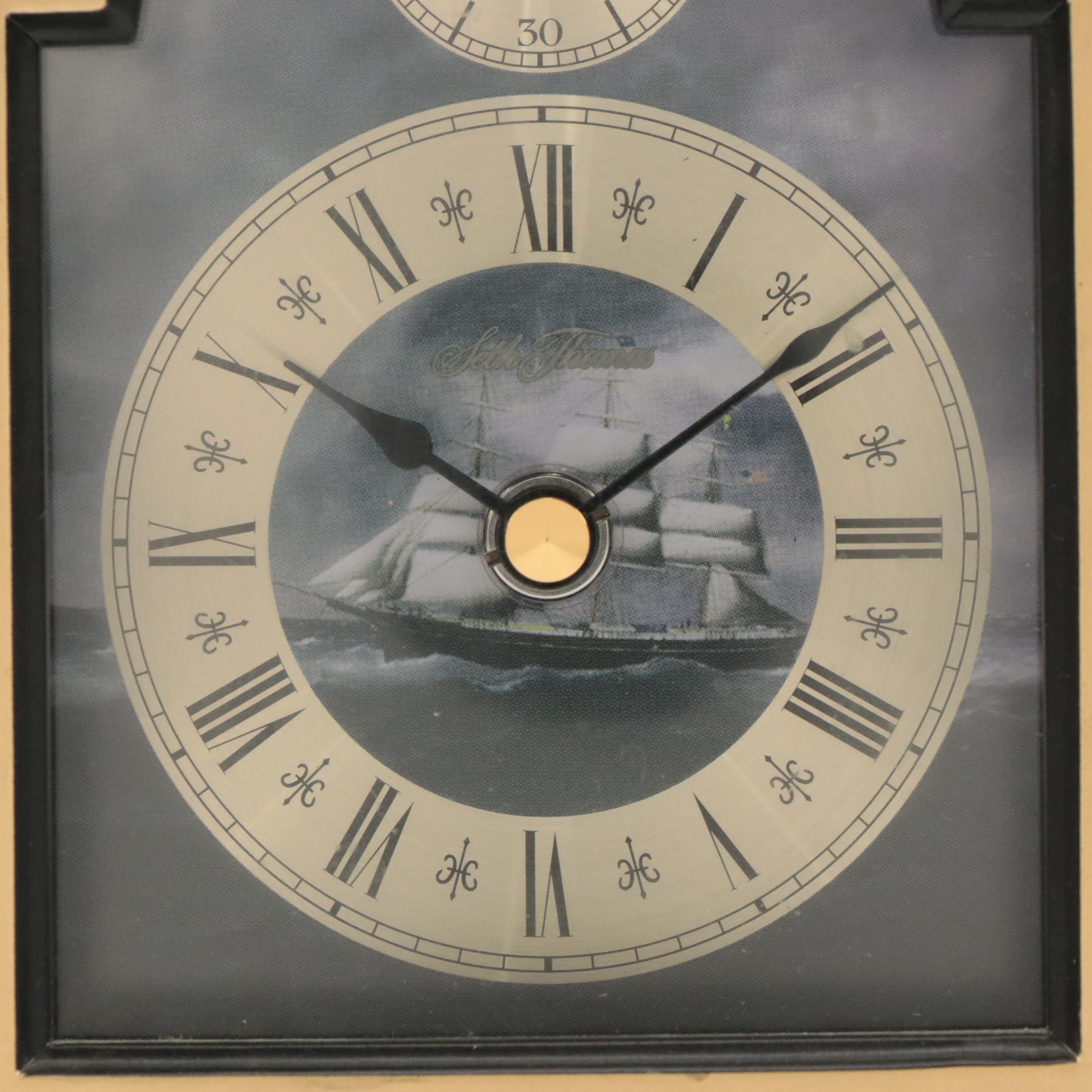 Seth Thomas Clock, Ascot Letter Opener with Emerald Glass Bowl and Figurine