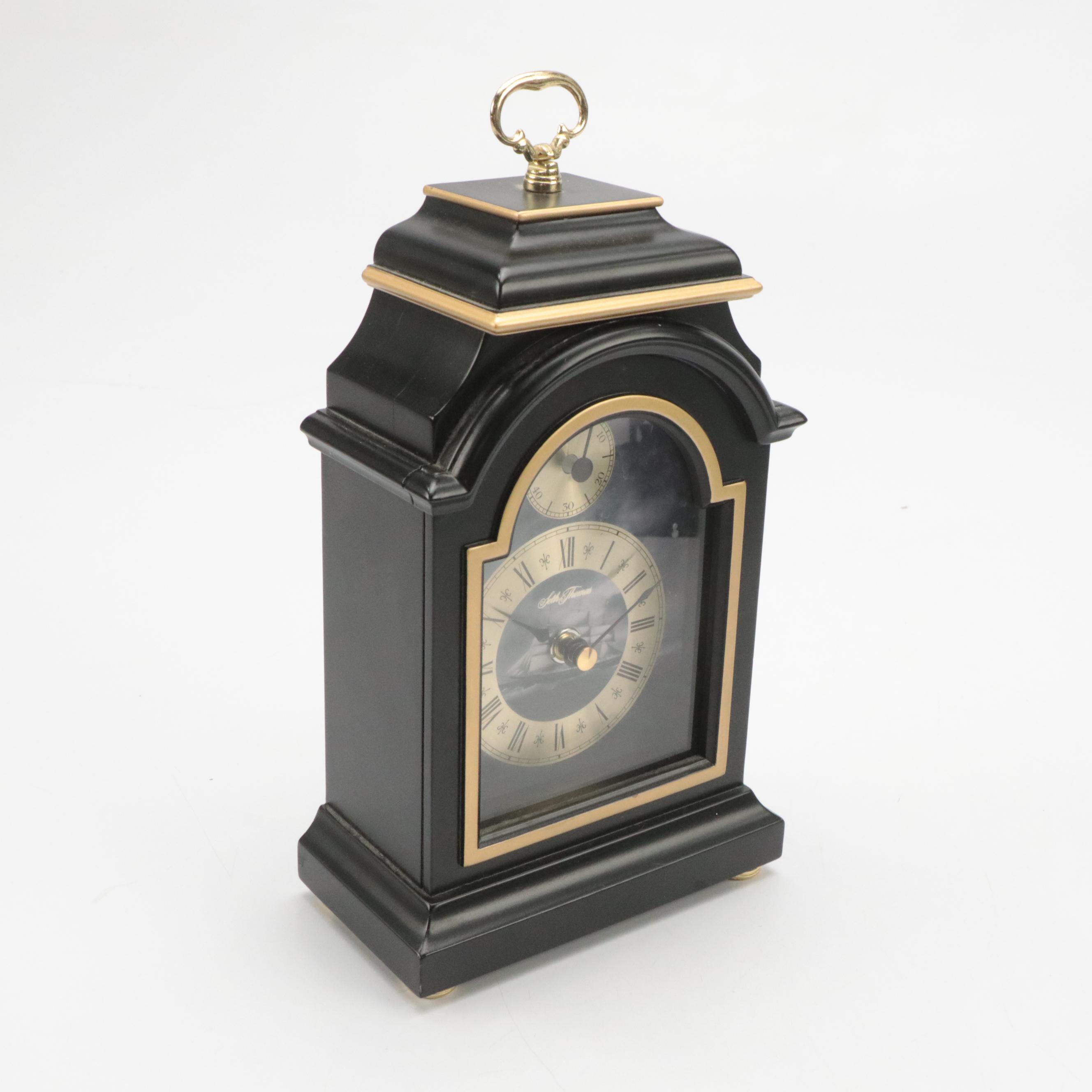 Seth Thomas Clock, Ascot Letter Opener with Emerald Glass Bowl and Figurine