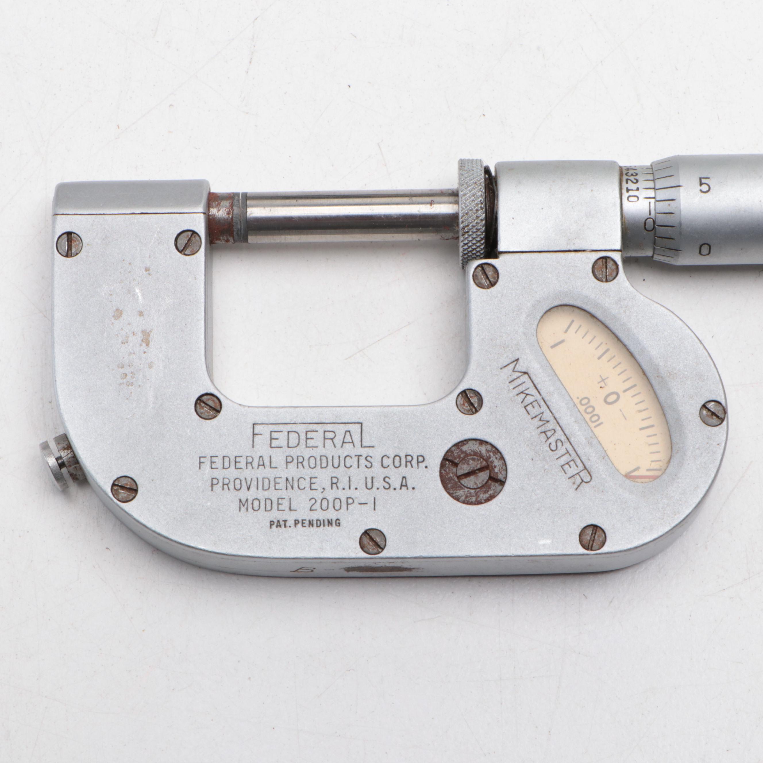 Mitutoyo and Federal Products Corp Metal Micrometers
