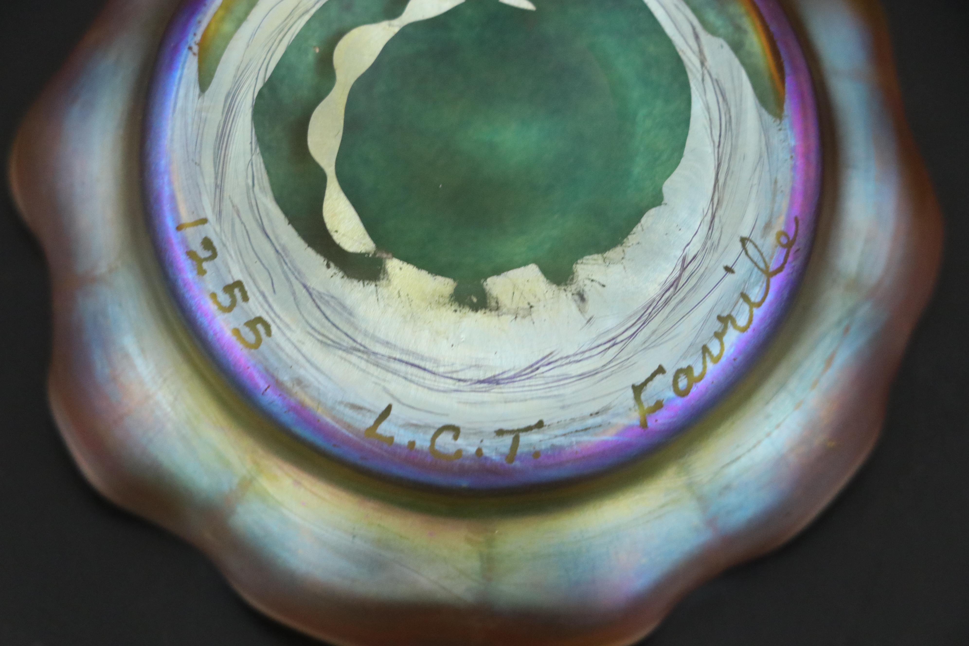 Louis Comfort Tiffany Favrile Art Glass Bowls with Crimped Rims, Early 20th C.