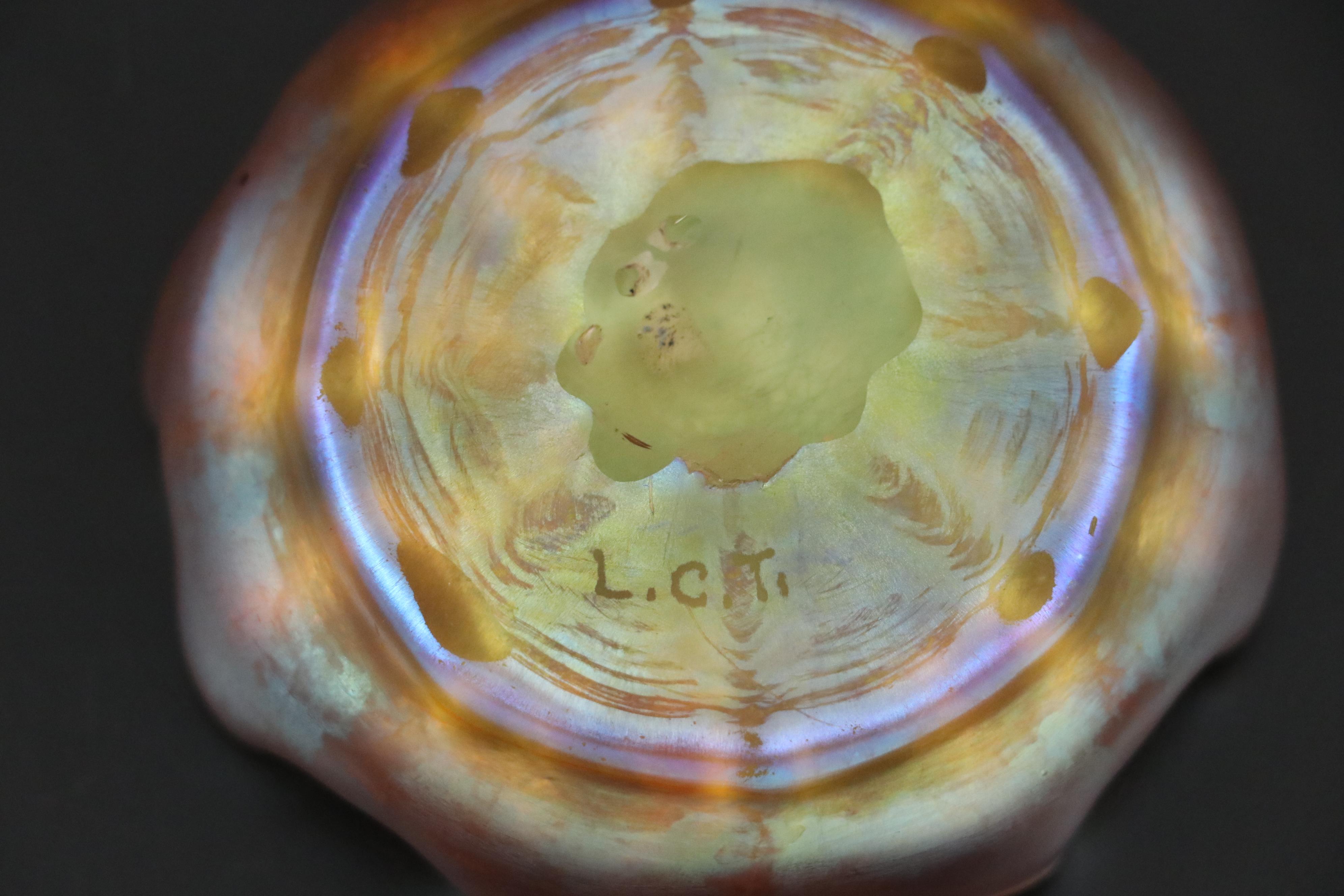 Louis Comfort Tiffany Favrile Art Glass Bowls with Crimped Rims, Early 20th C.