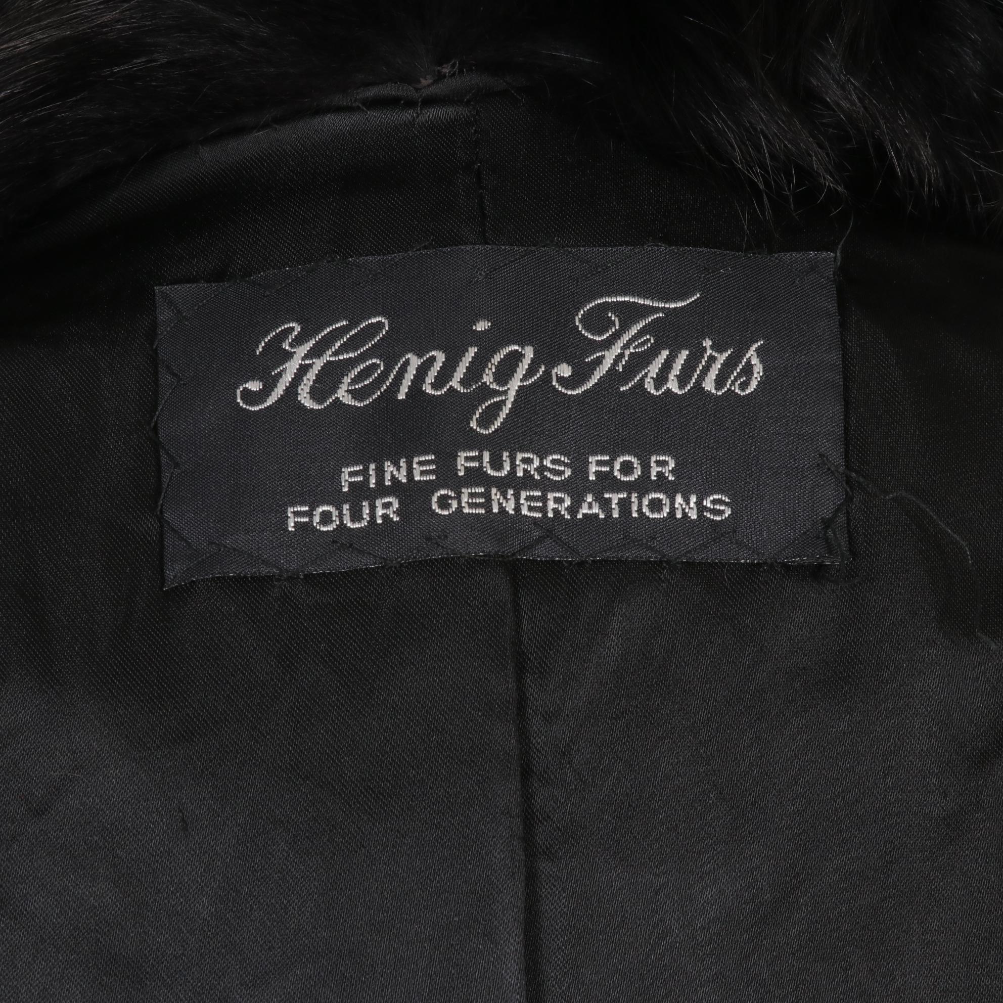 Mahogany Mink Fur Jacket With Fox Collar By Henig Furs, Size 16